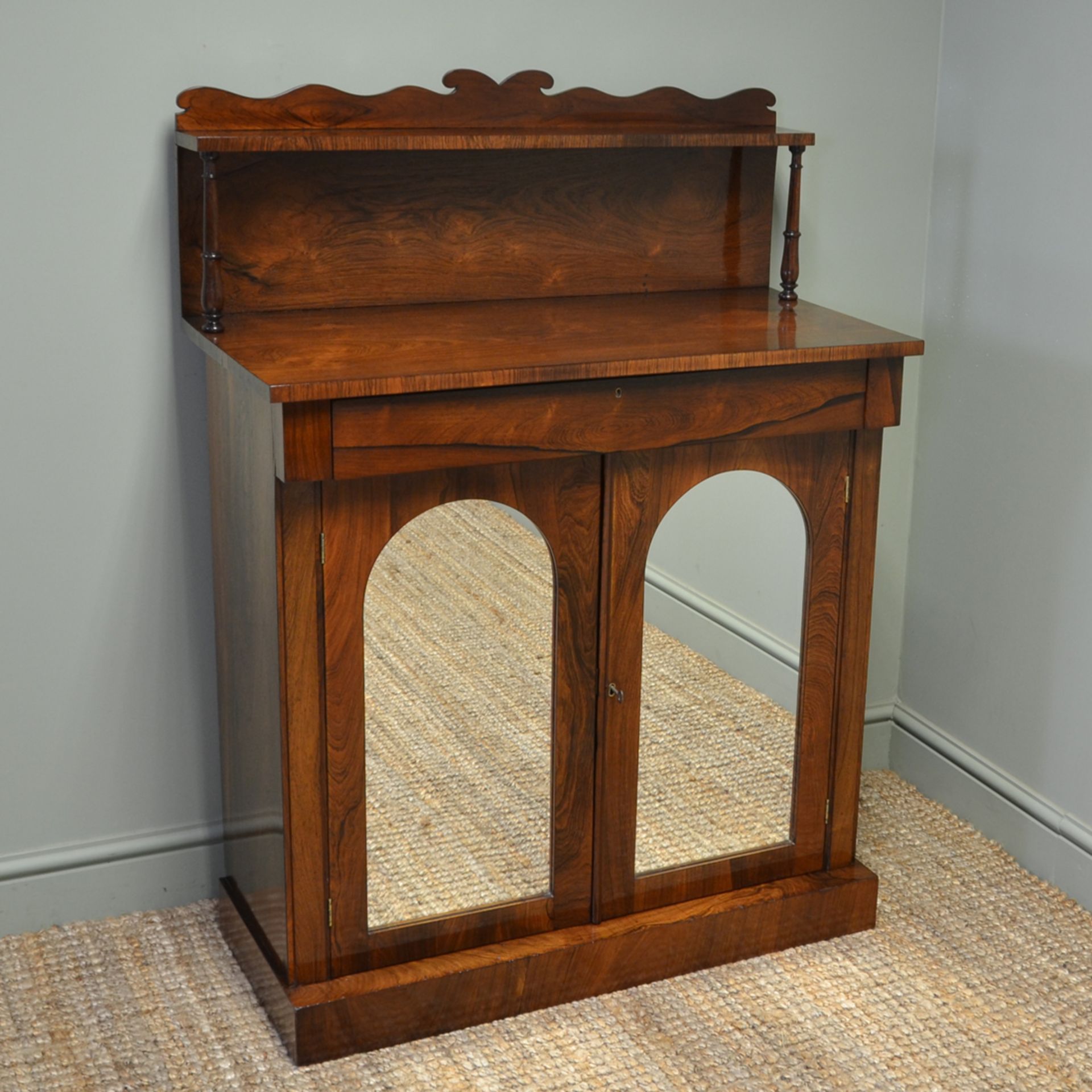 Spectacular Regency Figured Rosewood Mirrored Antique Chiffonier / Cupboard - Image 10 of 10