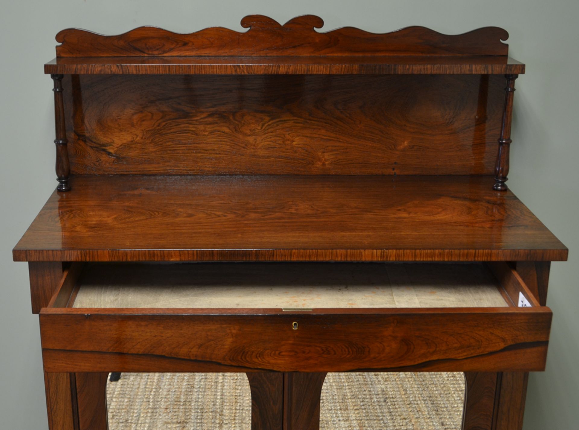 Spectacular Regency Figured Rosewood Mirrored Antique Chiffonier / Cupboard - Image 8 of 10