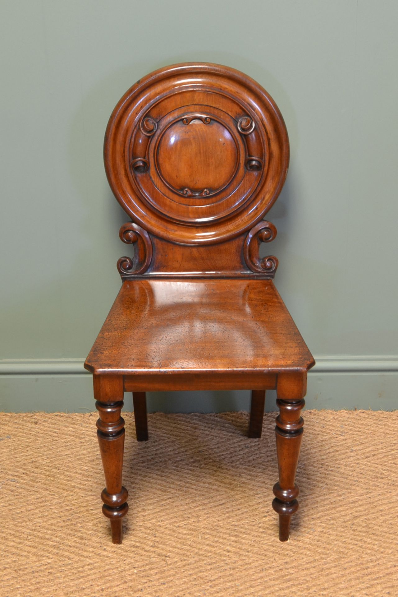 Unusual Pair Of Moulded Back Antique Mahogany Hall Chairs - Image 7 of 7
