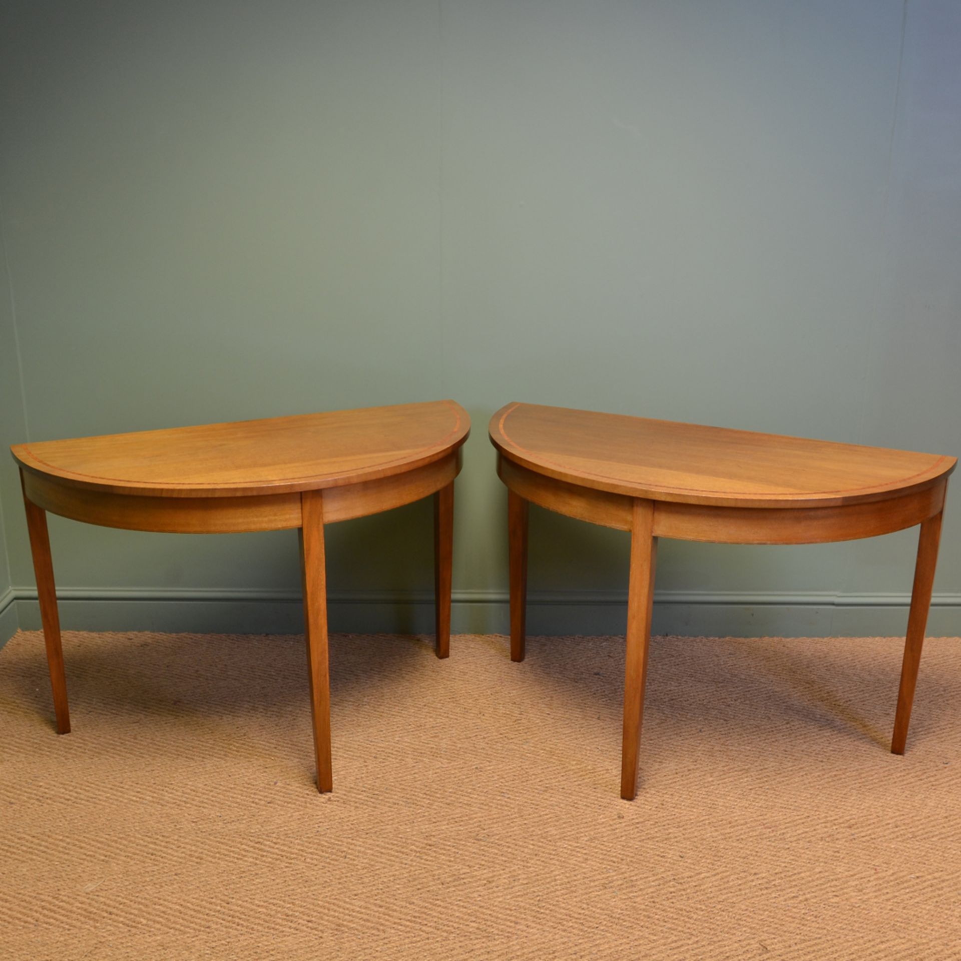 Pair of Antique Edwardian Walnut D End Side / Console Tables - Image 7 of 7