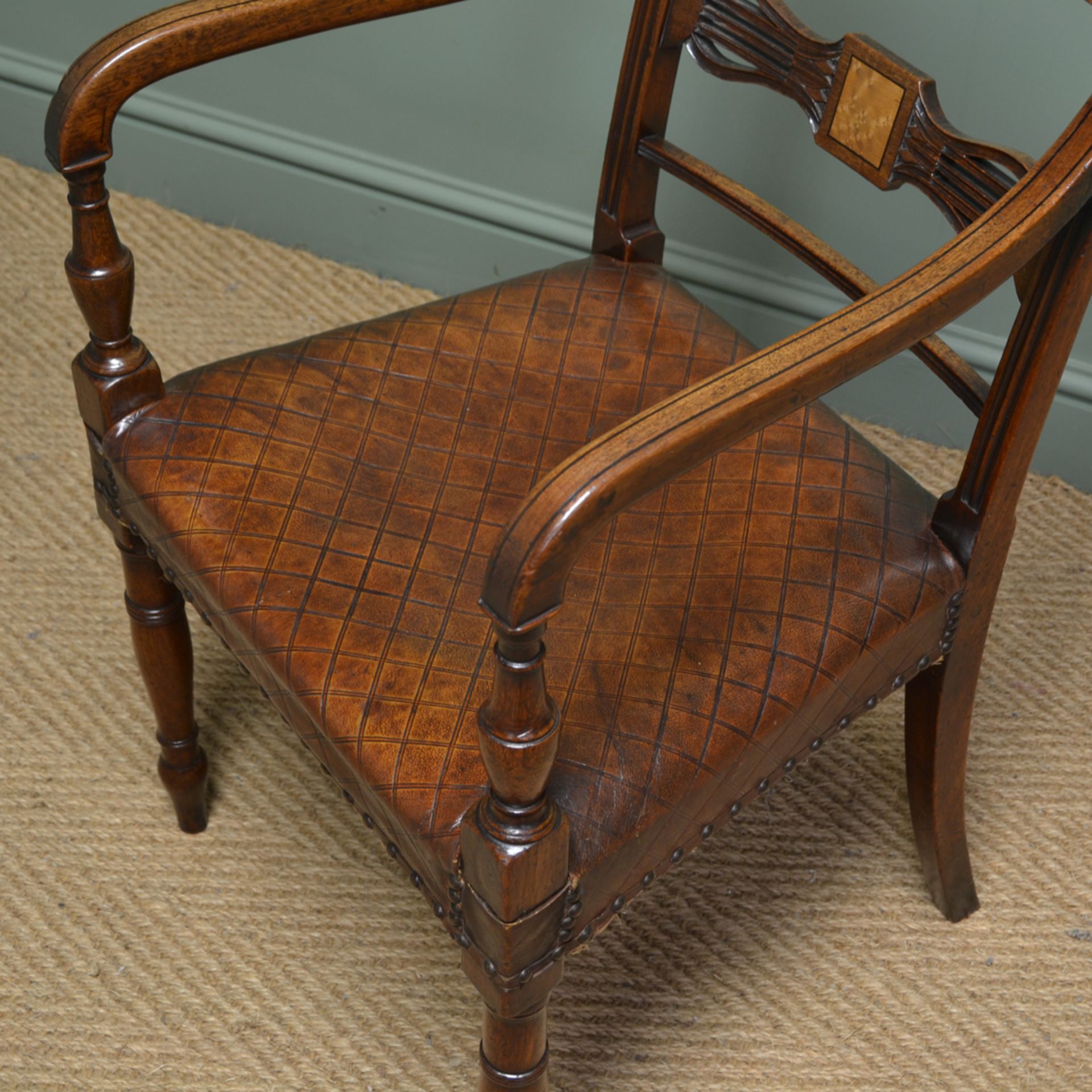 Striking Set of Eight Regency Antique Mahogany Dining Chairs - Image 9 of 10