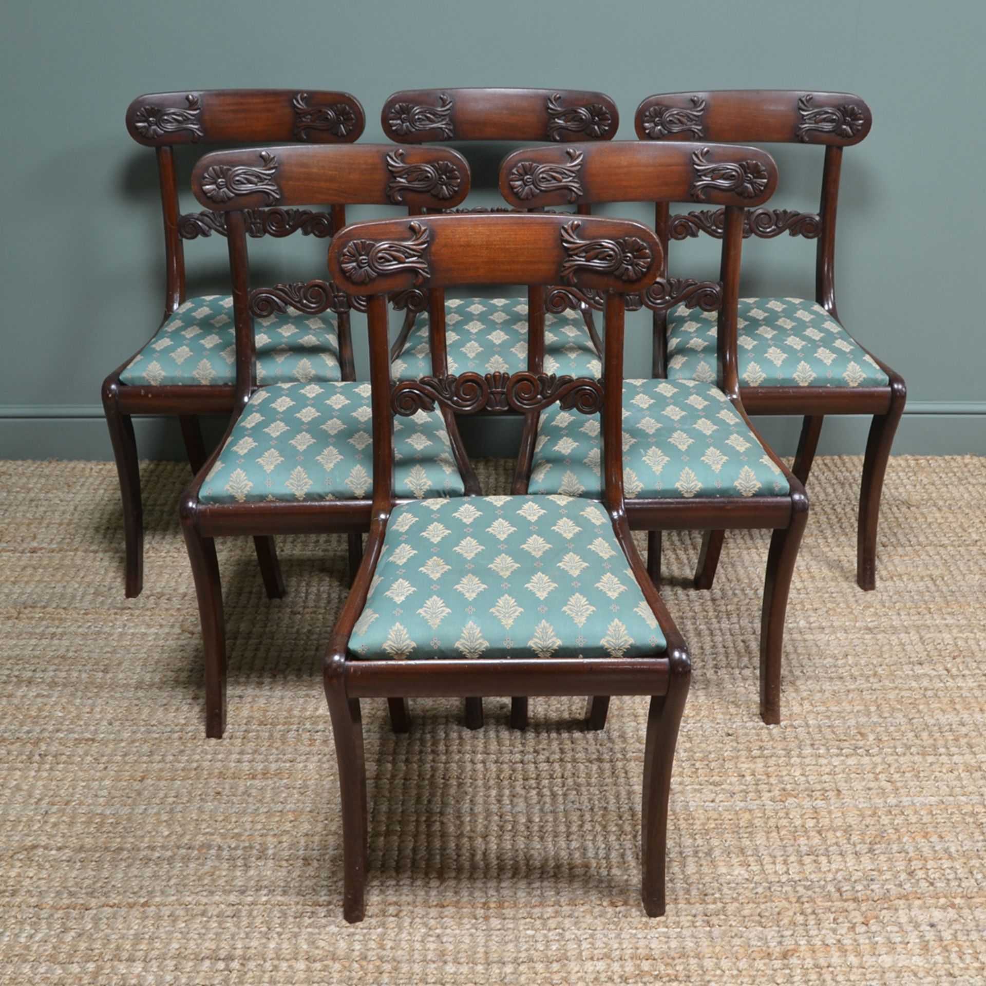 Set of Six 19th Century Double Sabre Leg Mahogany Antique Dining Chairs - Image 10 of 10