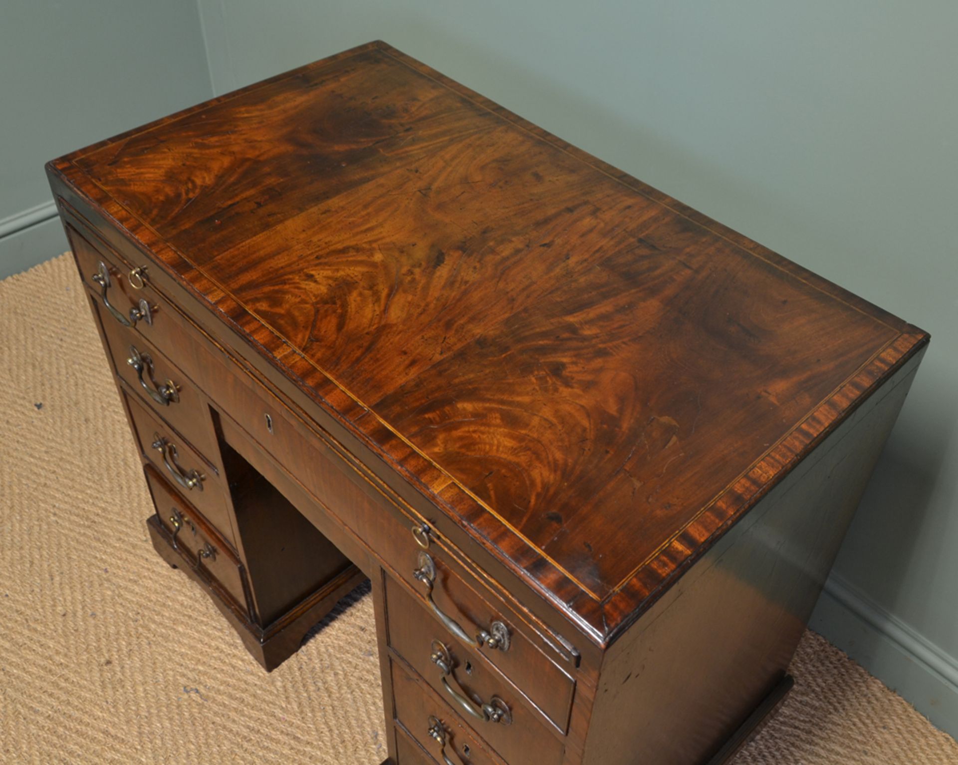 George III Antique Figured Mahogany Antique Desk - Image 5 of 7