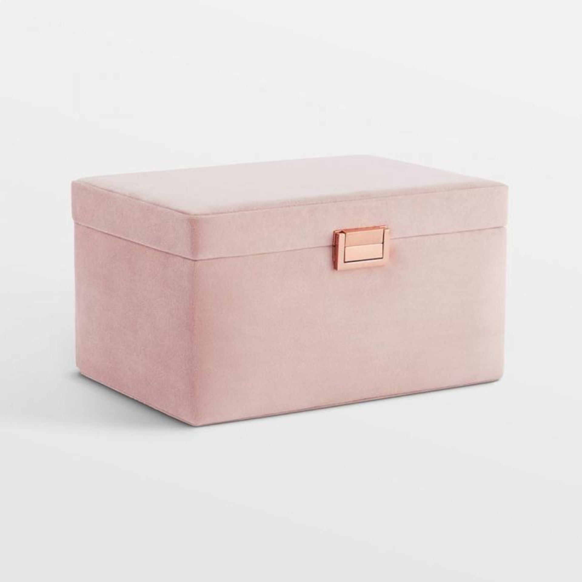 (S449) Blush Pink Velvet Jewellery Box Blush Pink velvet finish is super glam with a matching ... - Image 2 of 4