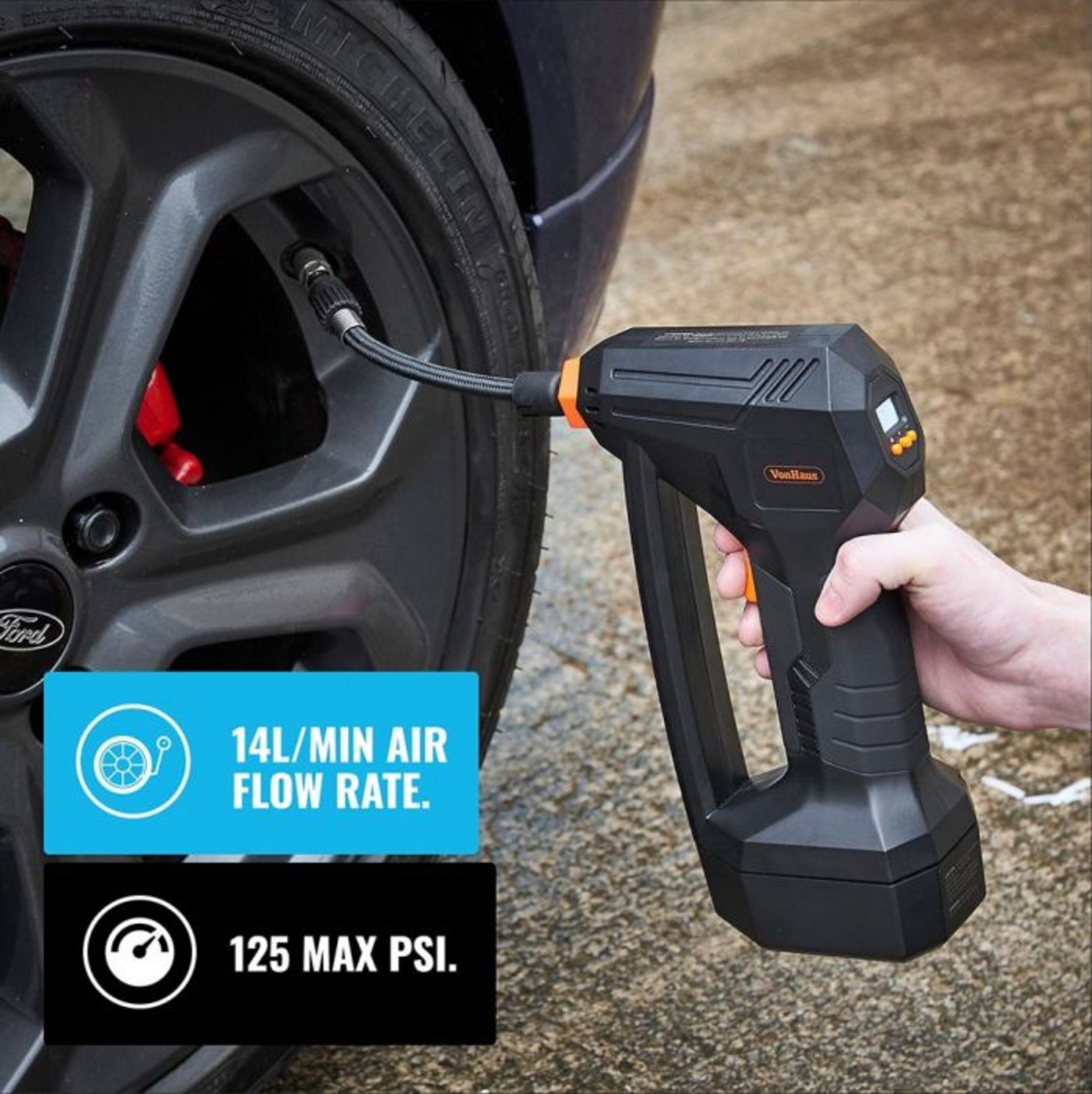 (S1) 2V Tyre Inflator Cordless and portable, this Tyre Inflator is practical, fast and powerfu... - Image 3 of 4