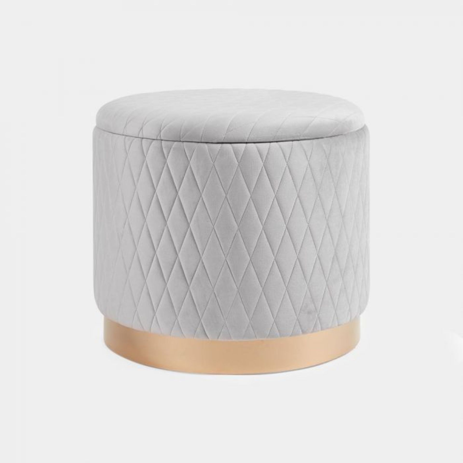 (S307) Quilted Storage Stool As gorgeous to look at as it is to sink into, the plush grey velv... - Image 2 of 5