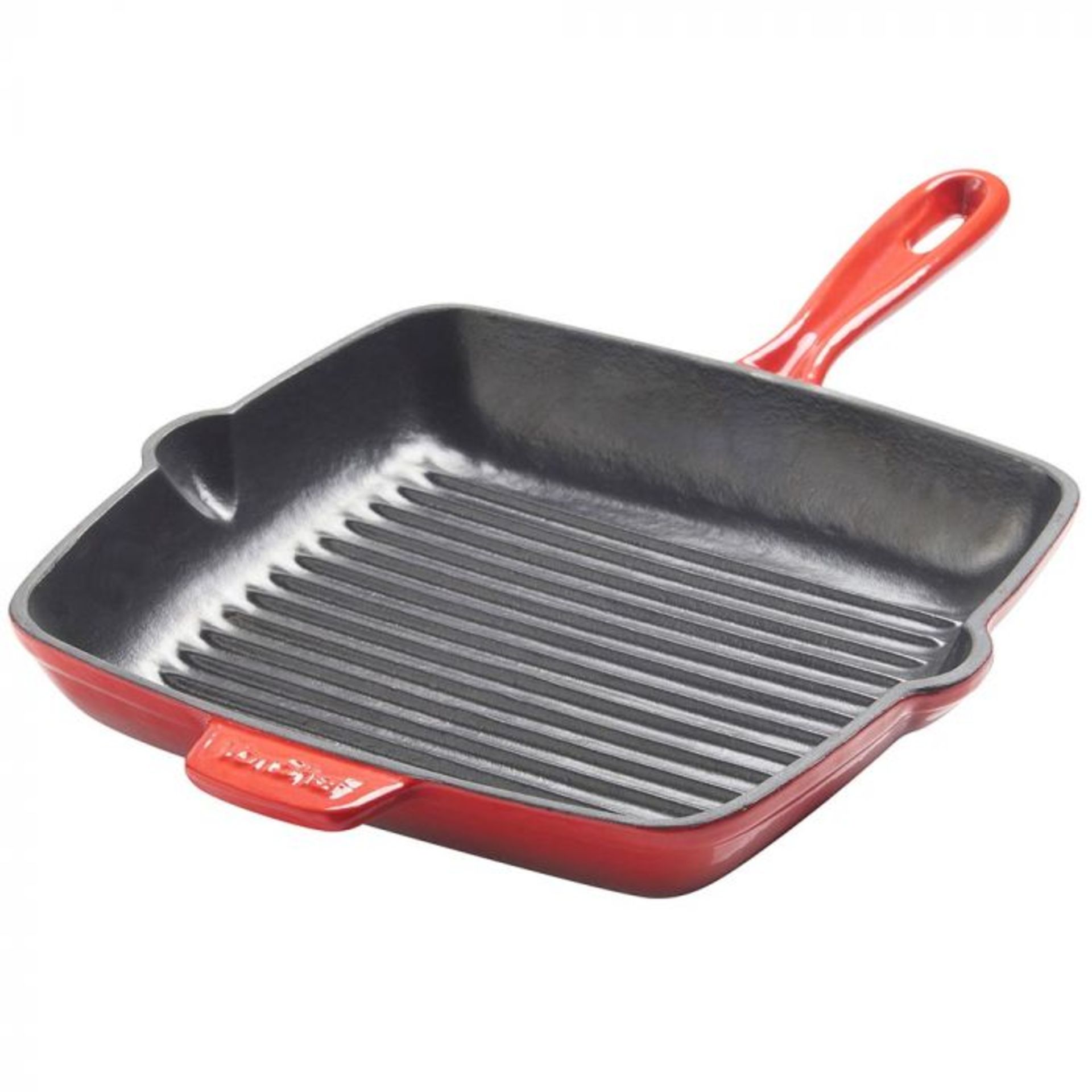 (S86) 26cm Red Cast Iron Griddle Pan Ultra-tough 26cm diameter cast iron construction with ind... - Image 4 of 4