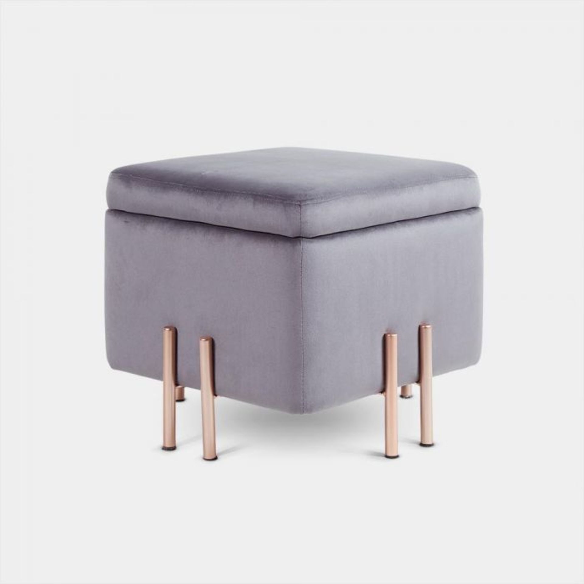 (S33) Grey Velvet Storage Stool As beautiful to look at as it is to sink into, the plush grey ... - Image 2 of 4