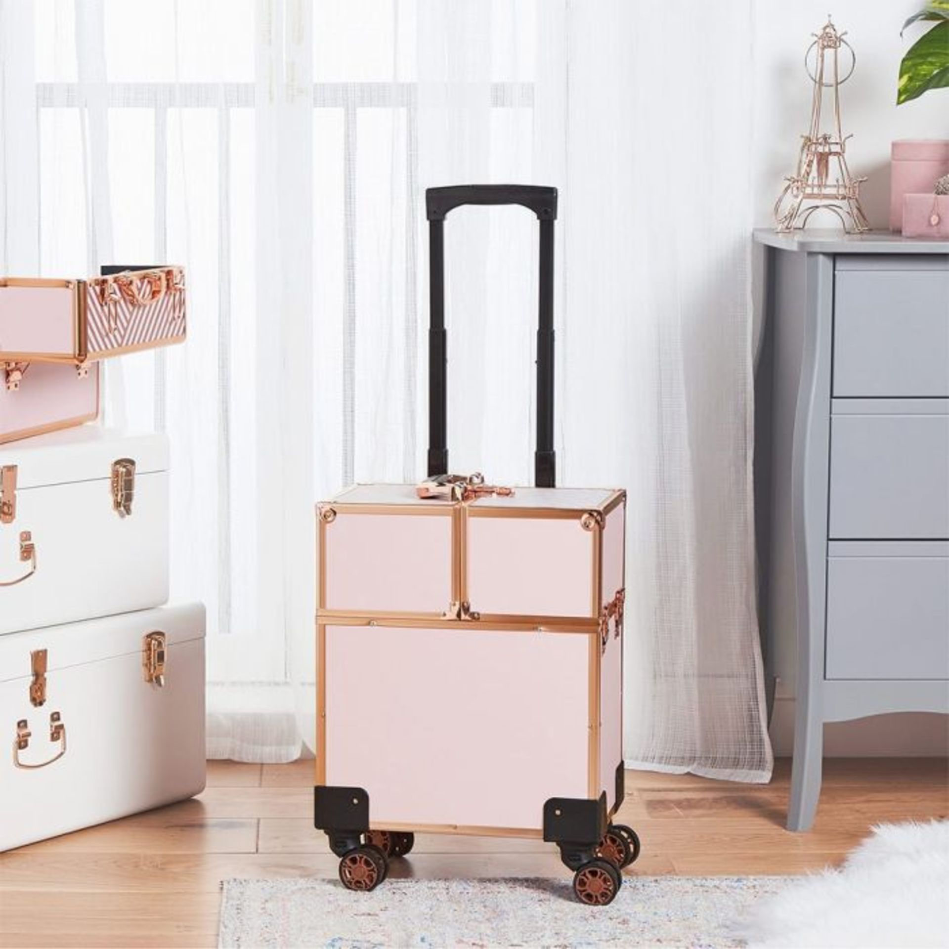 (S47) Beauty Trolley Extending suitcase-style handle for comfortable, easy transportation (88c...