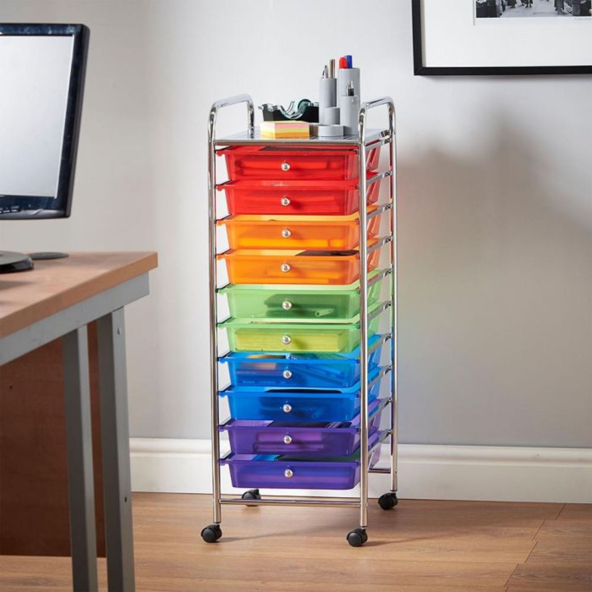 (V84) 10 Drawer Trolley - Multi Colour Versatile 10 drawer storage trolley - great for homes, ... - Image 3 of 4