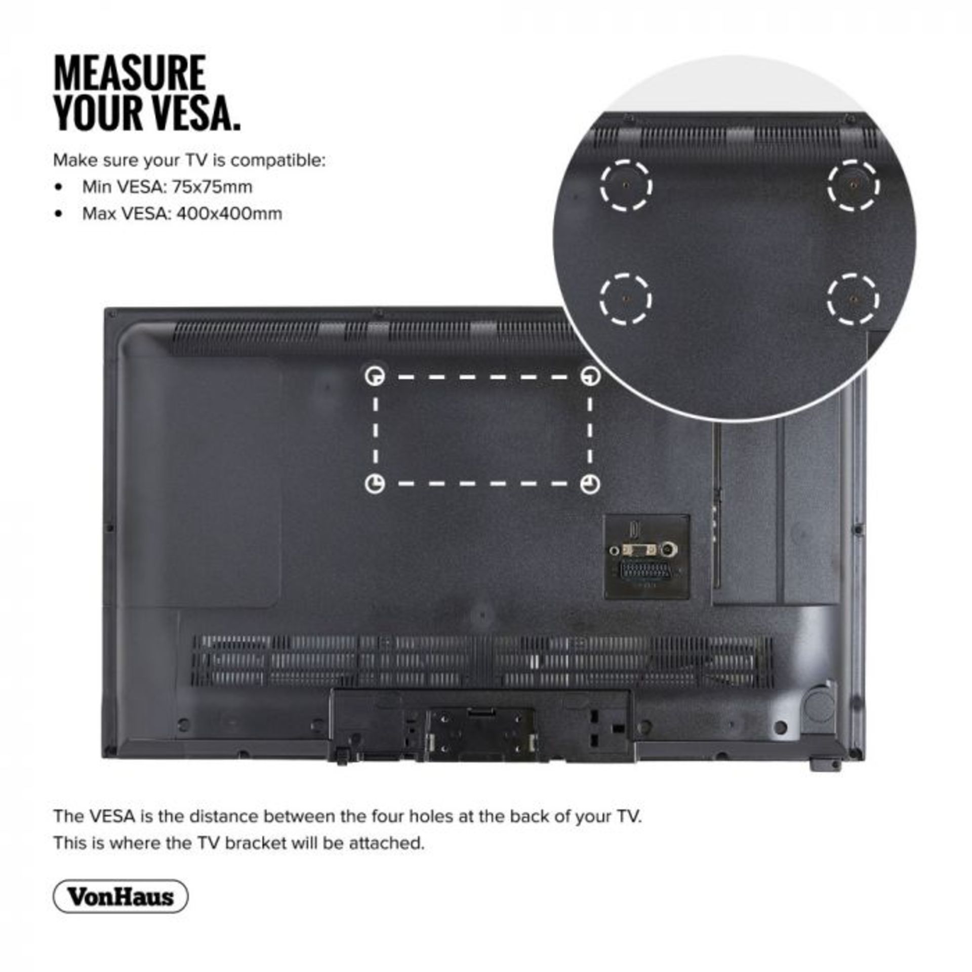 (V14) 23 - 56" Double Arm TV Bracket VESA Compatibility: 75x75mm, 100x100mm, 200x200mm, 300x30... - Image 2 of 3