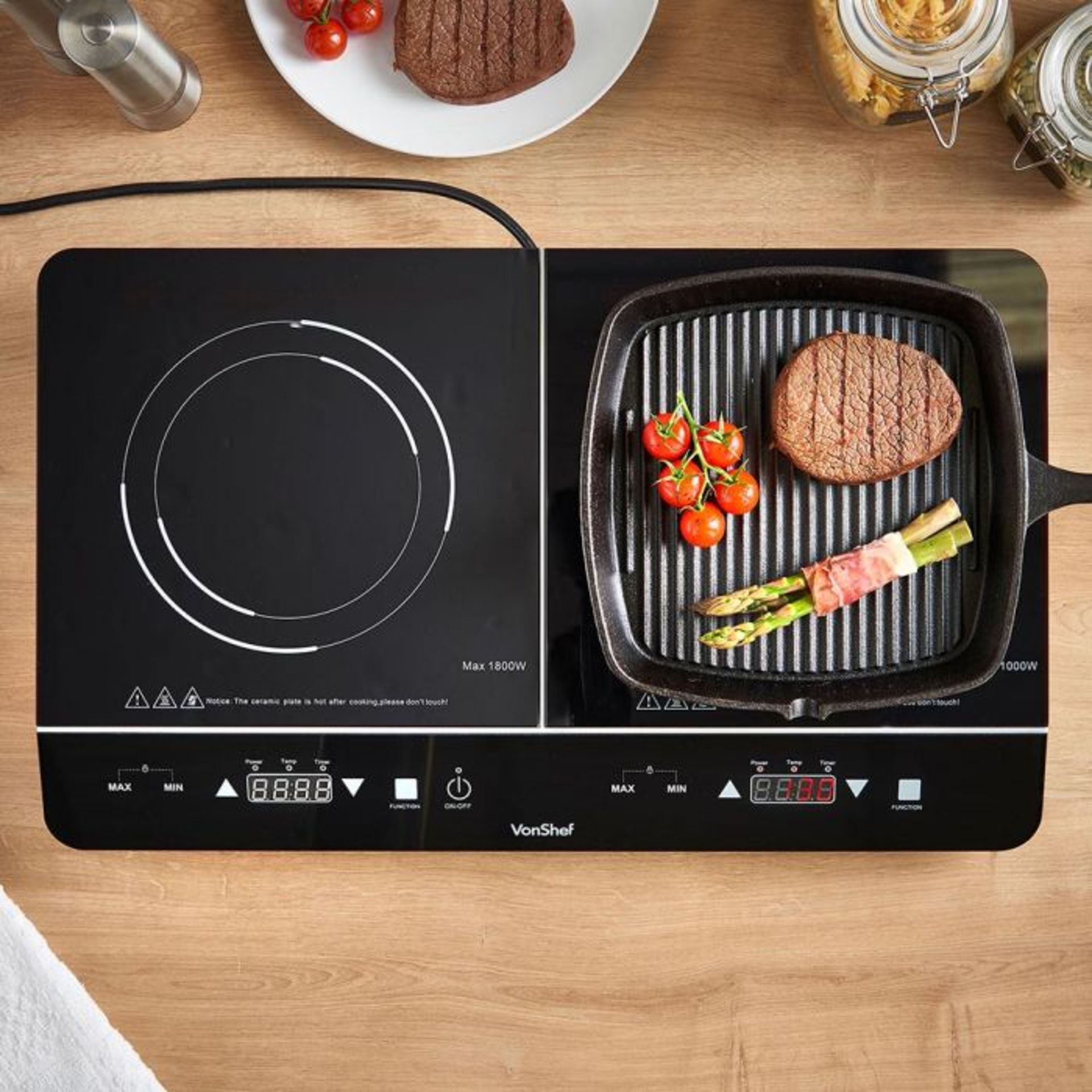 (S313) Twin Digital Induction Hob Compact and portable, the ceramic induction hob from VonShef... - Image 3 of 3