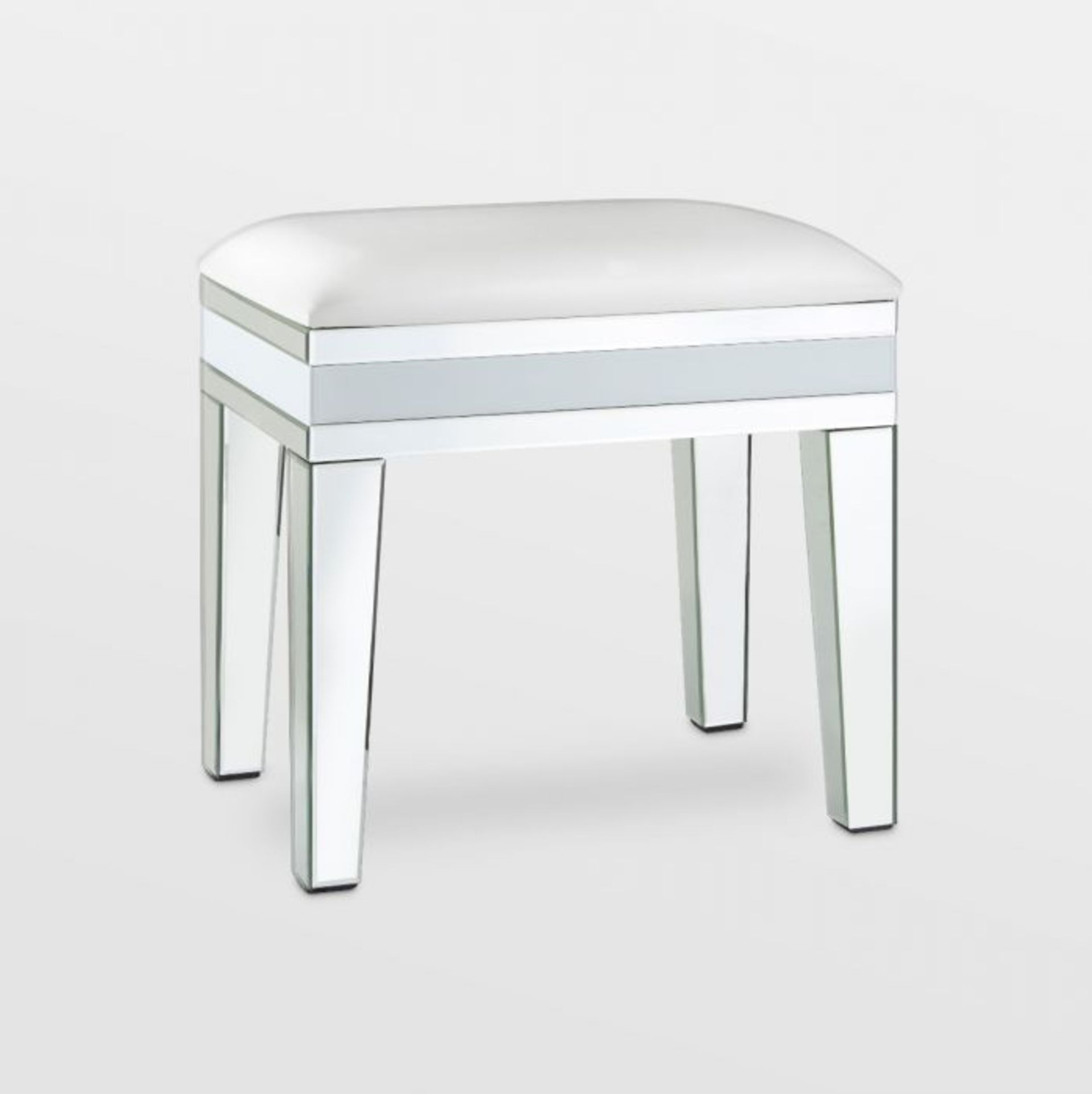 (S305) White Mirrored Dressing Table Stool Stunning glass finish with bevel edges beautifully ... - Image 2 of 5