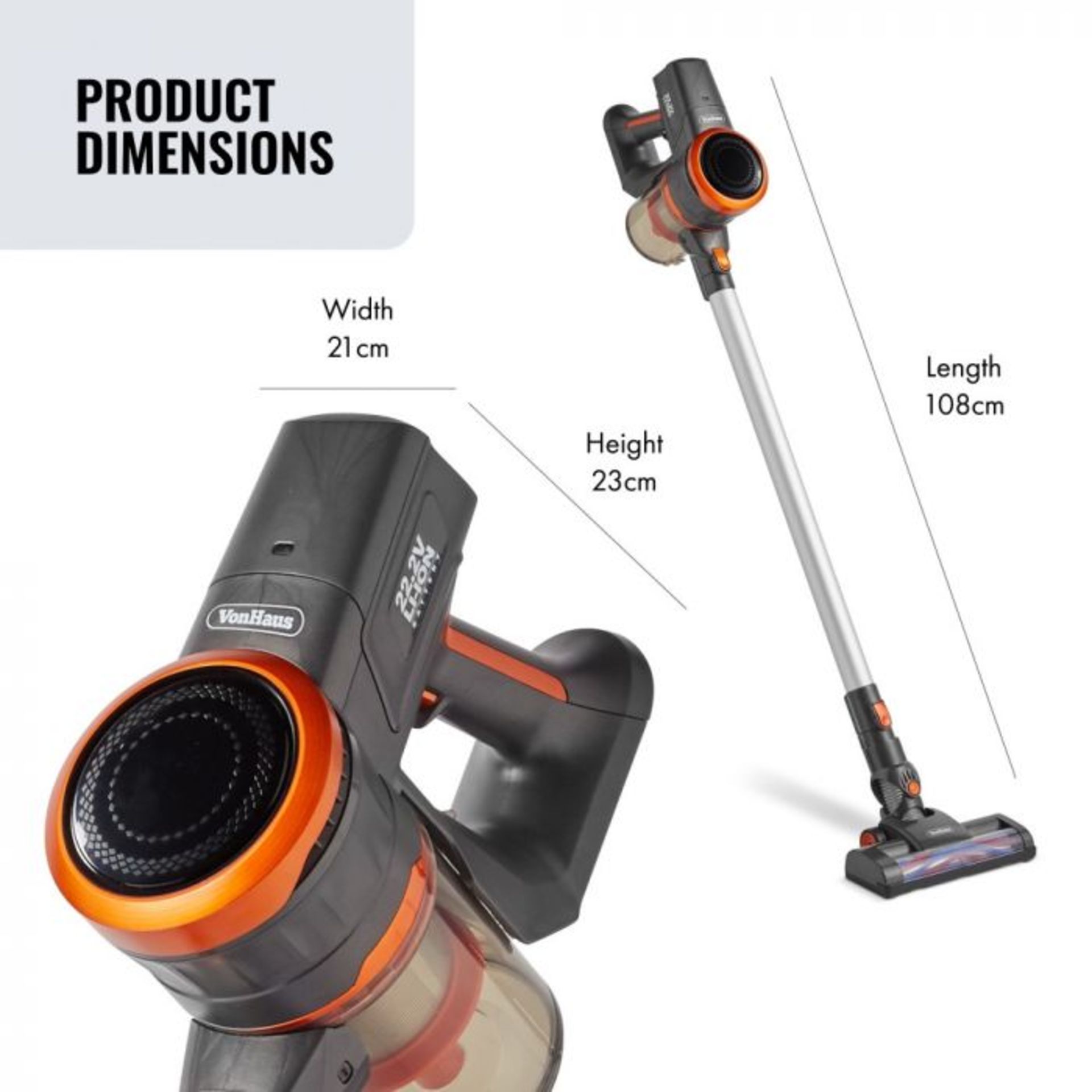 (S97) Grey Cordless Handheld Vacuum Powered by a 22.2V Lithium-ion battery, a mechanism with 1... - Image 3 of 4