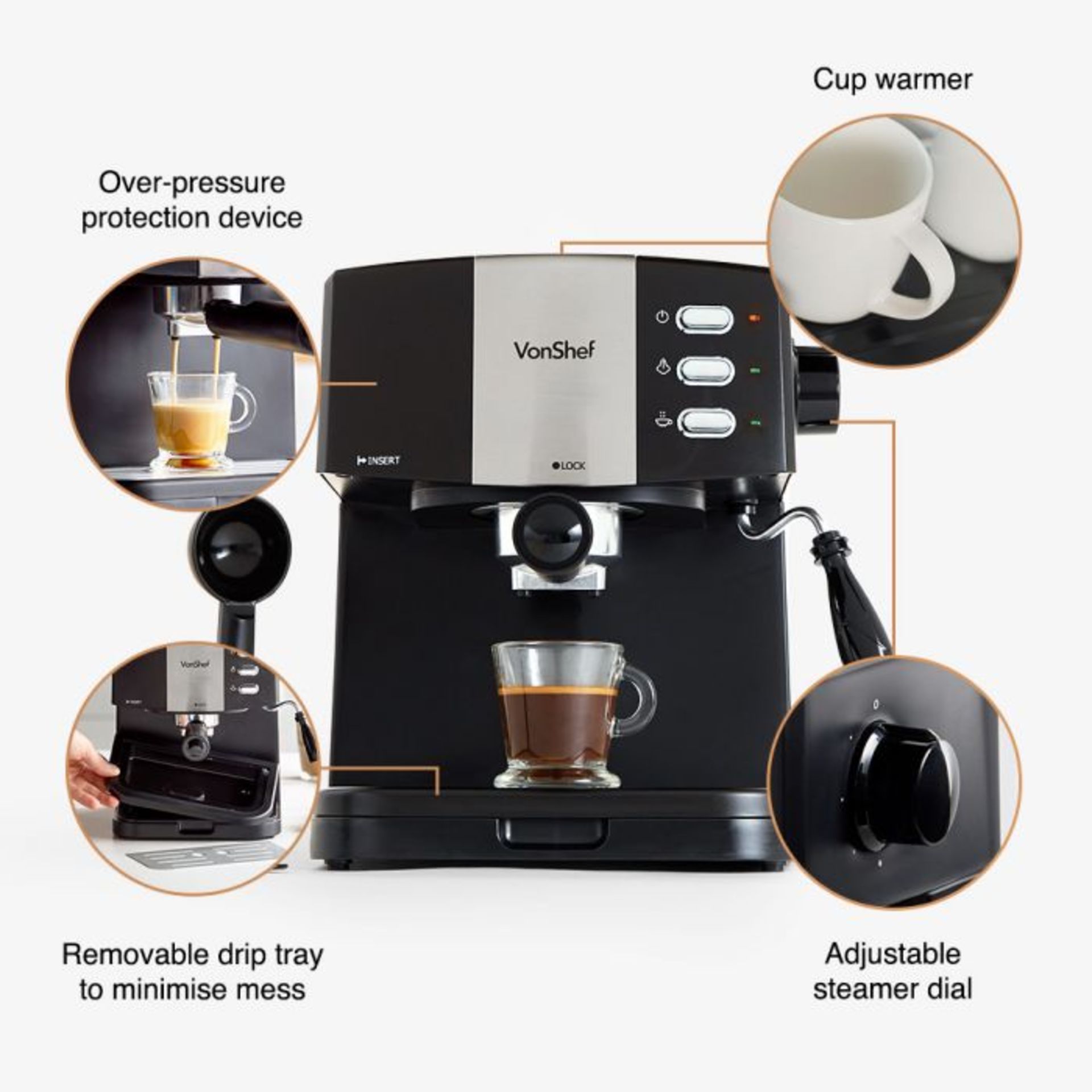 (S432) 15 Bar Espresso Machine Make espresso, lattes, cappuccinos and hot chocolate at home wi... - Image 3 of 3