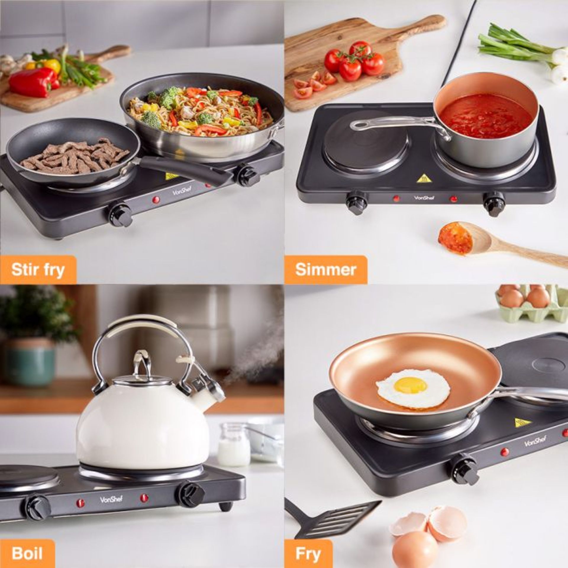(V91) Double Hot Plate Small, lightweight and easily portable, use the hot plate for cooking i...