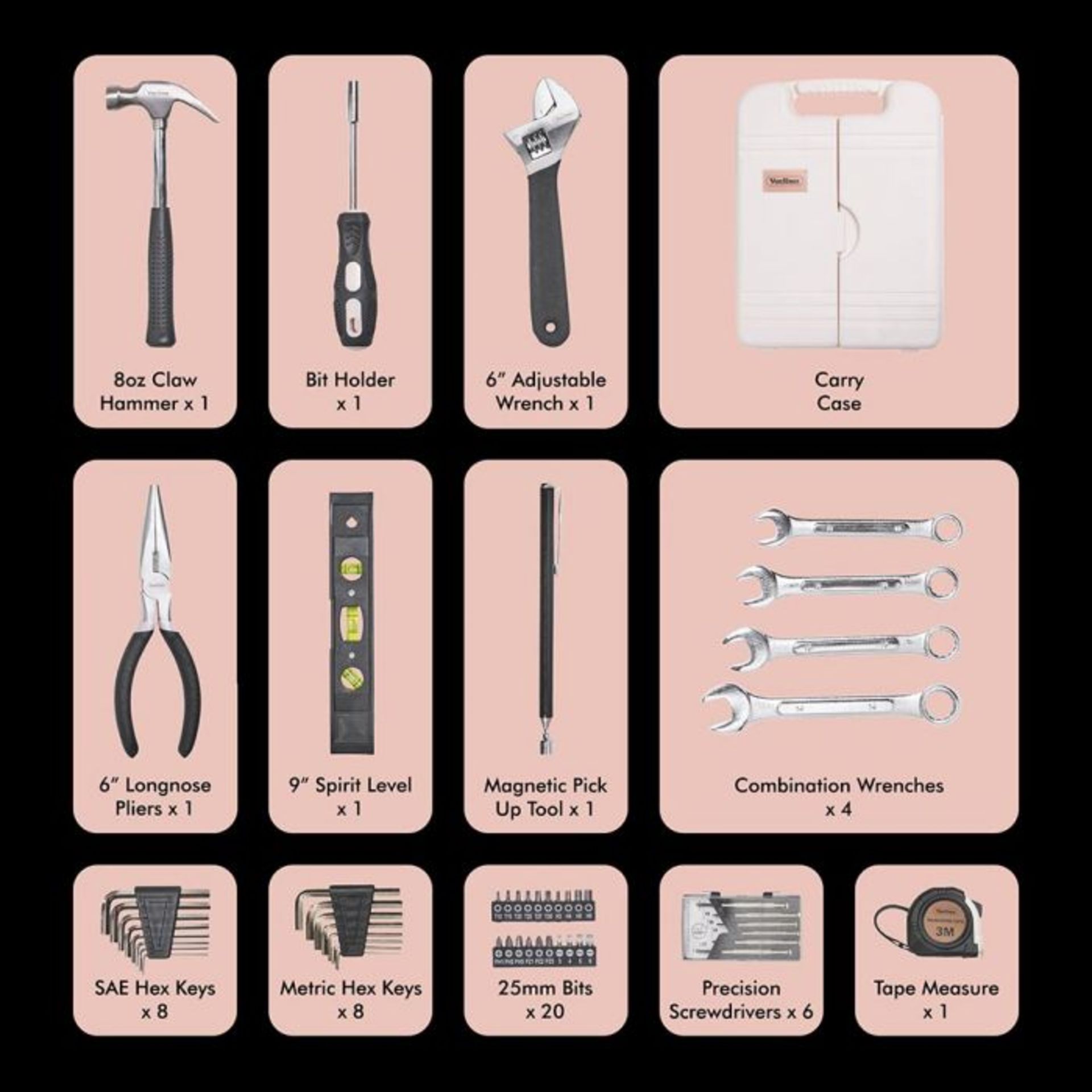 (V210) Rose Gold 53pc Household Tool Set Equip yourself with a set of the most stylish and mos... - Image 2 of 3