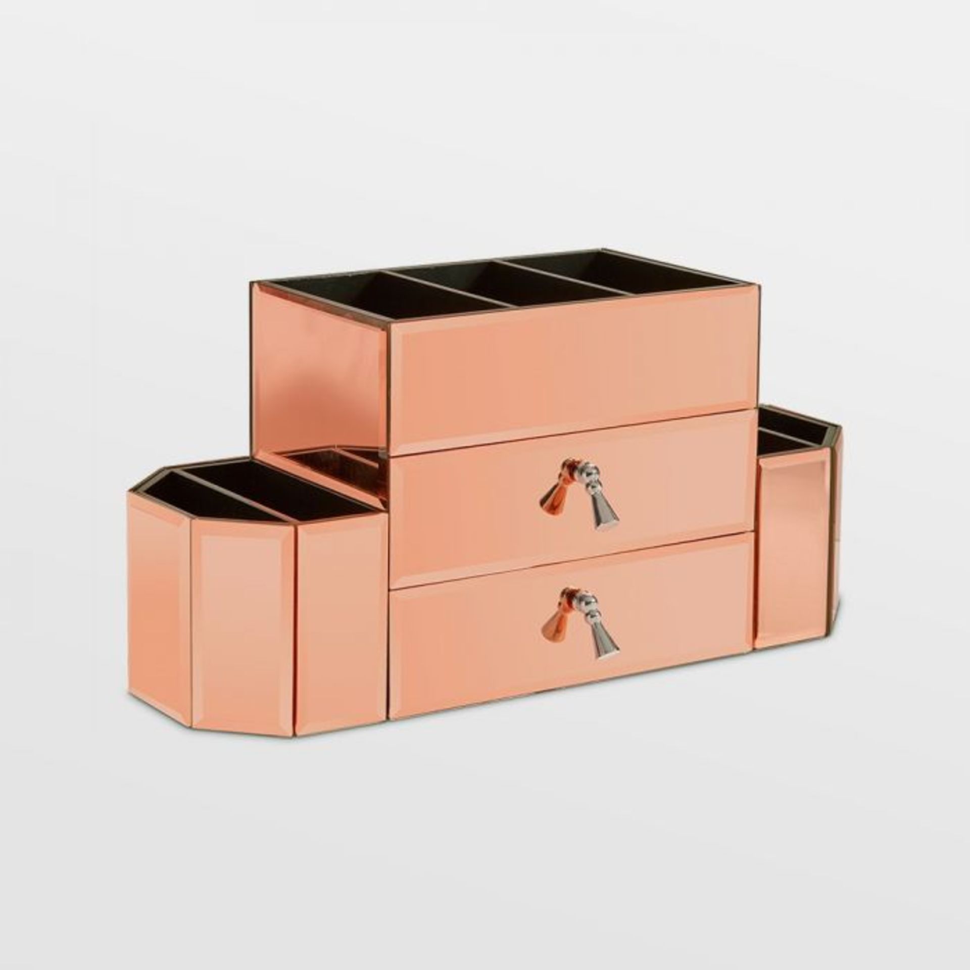 (S46) Rose Gold 2 Drawer Mirrored Makeup Organiser This super stylish organiser with a mirrore... - Image 2 of 3