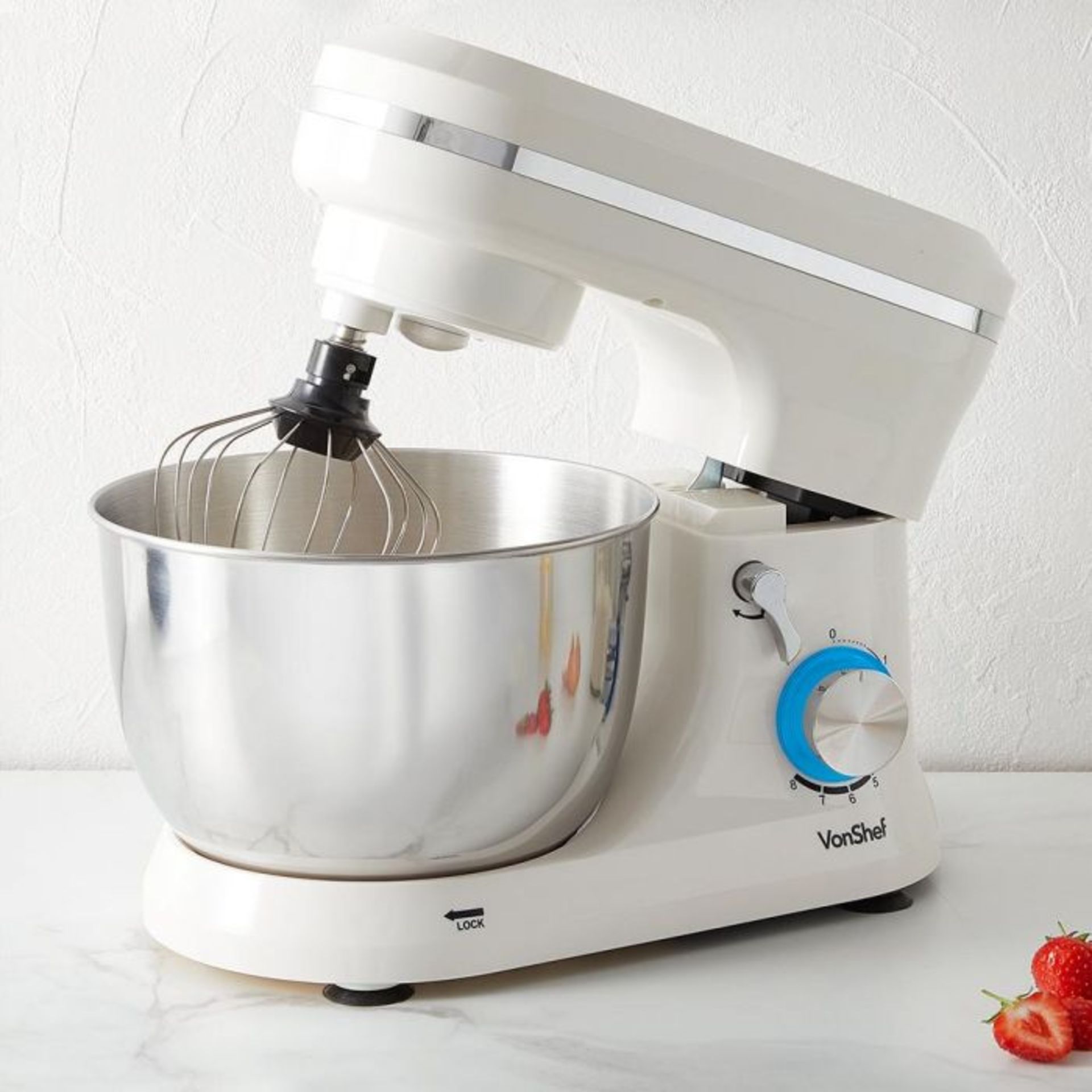 (S100) 1000W Cream Stand Mixer Choose from 8 speed settings & a pulse function, whatever best ...