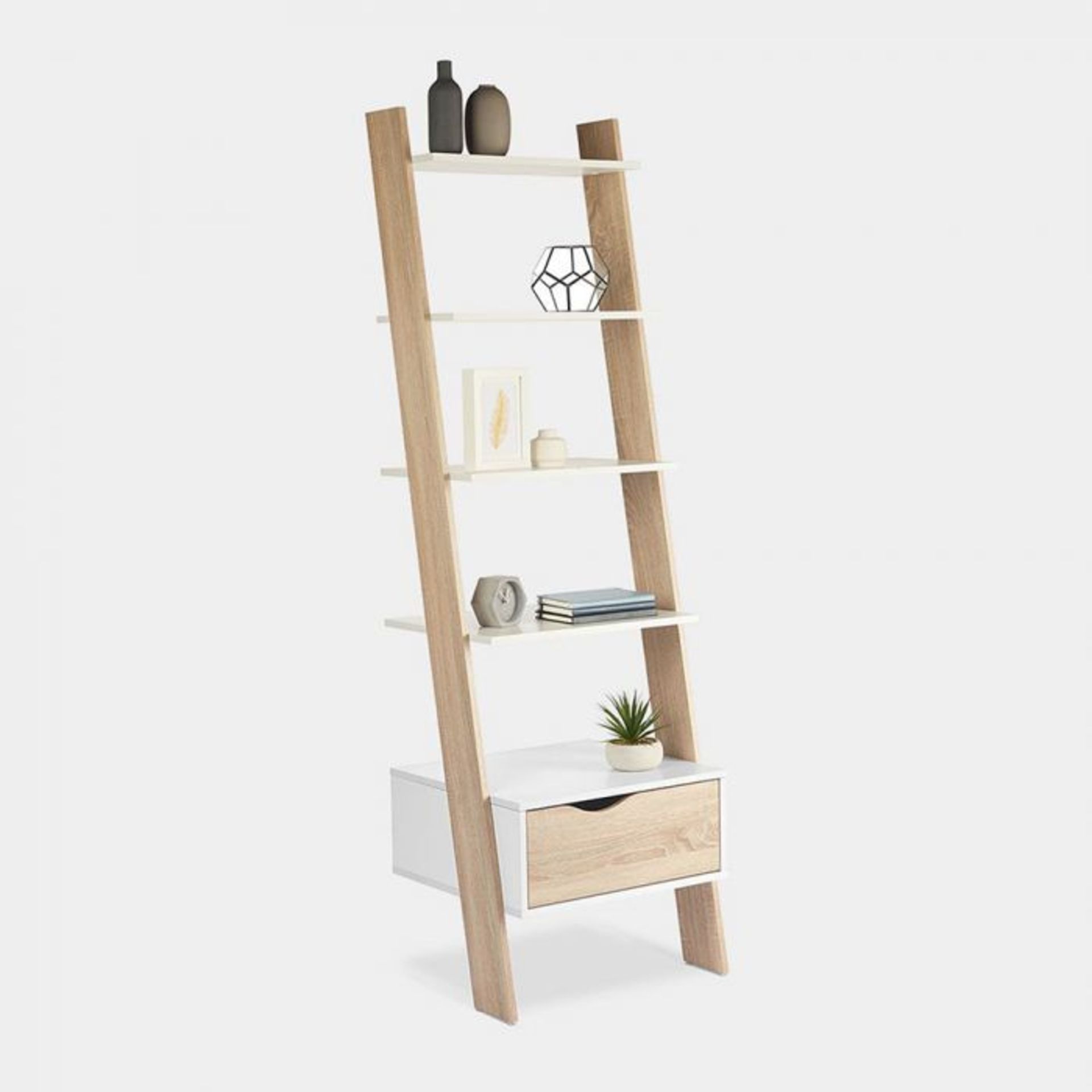 (S20) White & Oak Bookcase Charming light oak-effect accents add to the appeal 5-tier shelvin... - Image 2 of 3