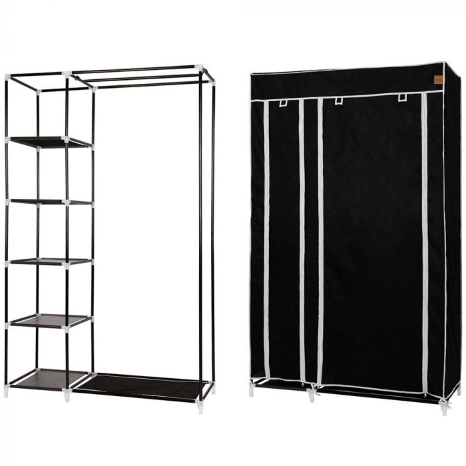 (S83) Black Canvas Effect Wardrobe Practical, durable and stylish, this premium quality canvas... - Image 3 of 4