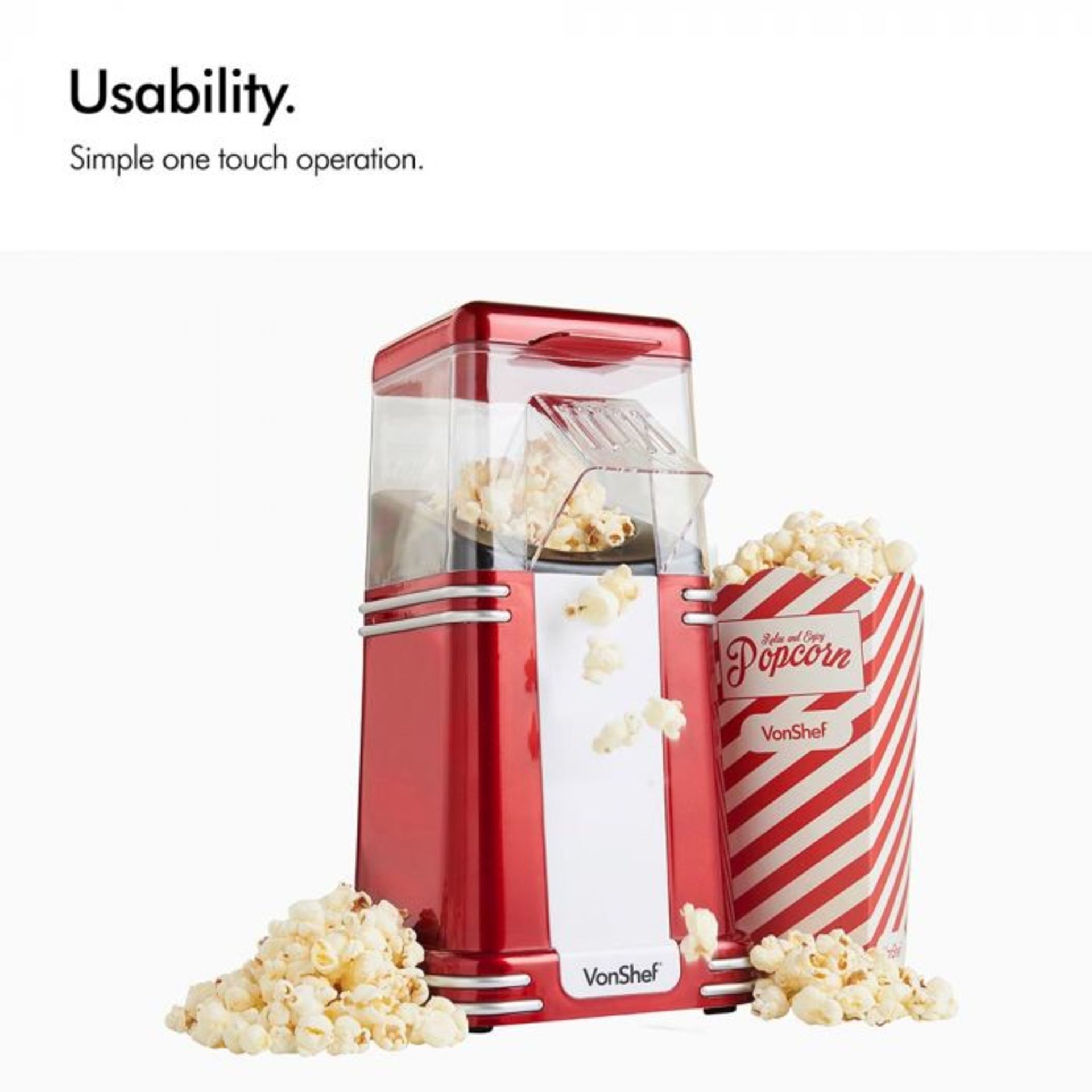 (S409) Retro Popcorn Maker Make healthy, mouth-watering popcorn the retro way! Comes with si... - Image 3 of 5