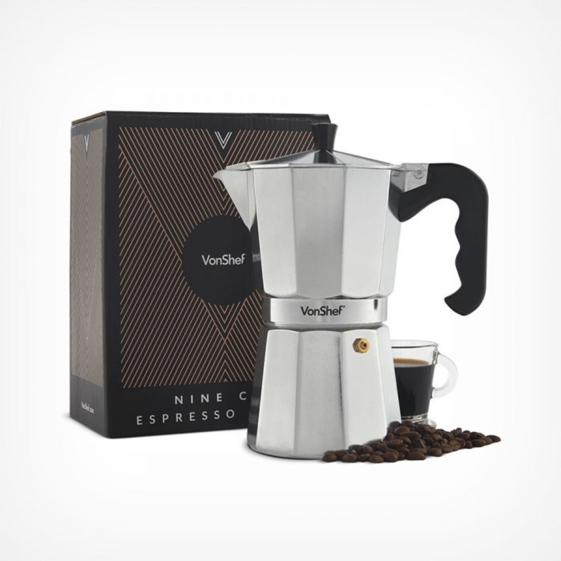 (V50) 9 Cup Espresso Maker Authentic Espresso – enjoy delicious Italian-style espresso every...