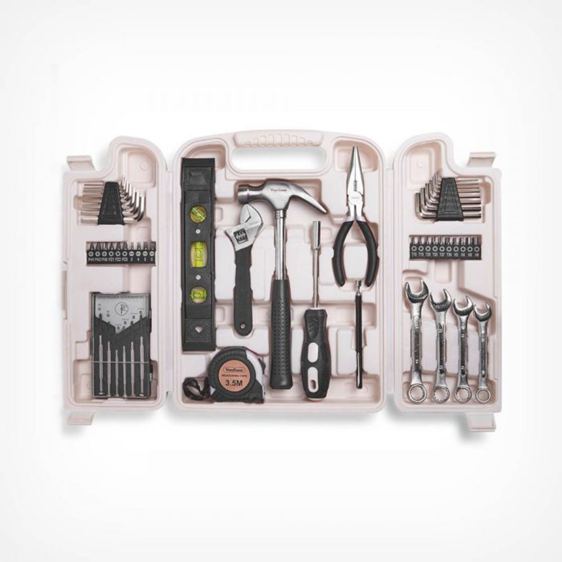 (V210) Rose Gold 53pc Household Tool Set Equip yourself with a set of the most stylish and mos...