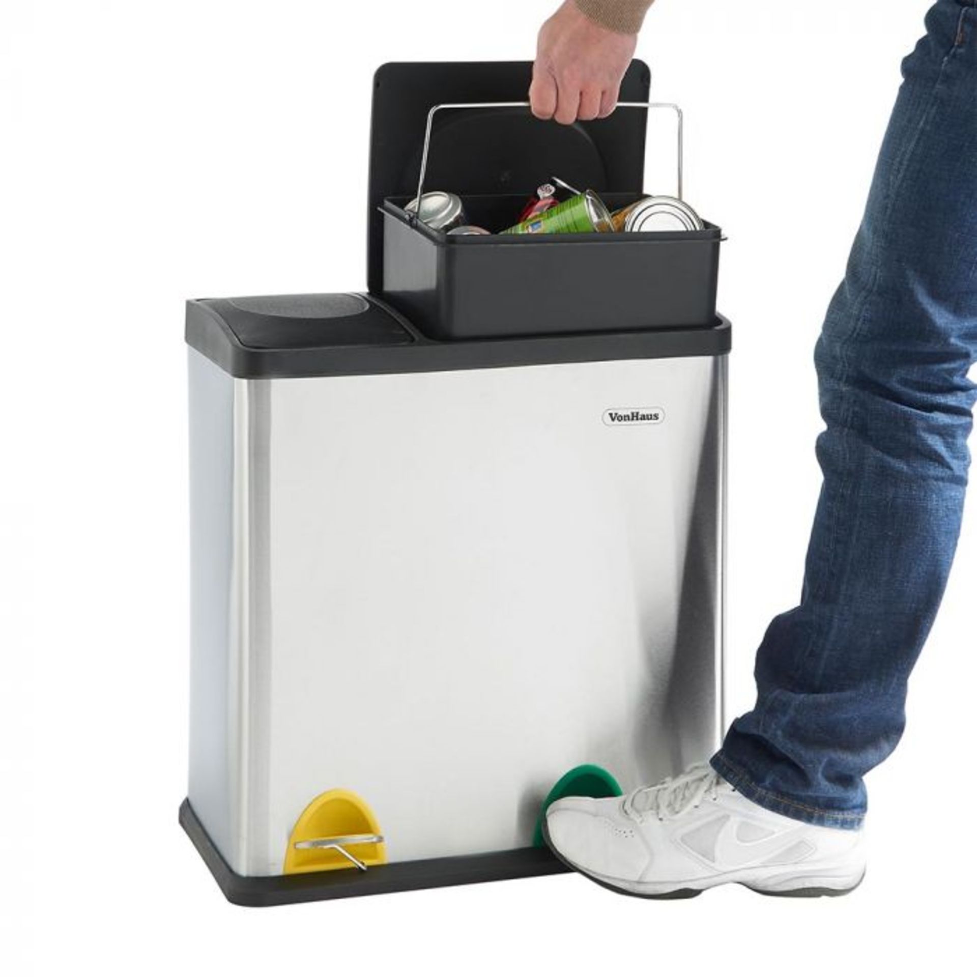 (V101) 6L 2 in 1 Recycling Bin Streamline your recycling routine! Suitable for general househo... - Image 3 of 4