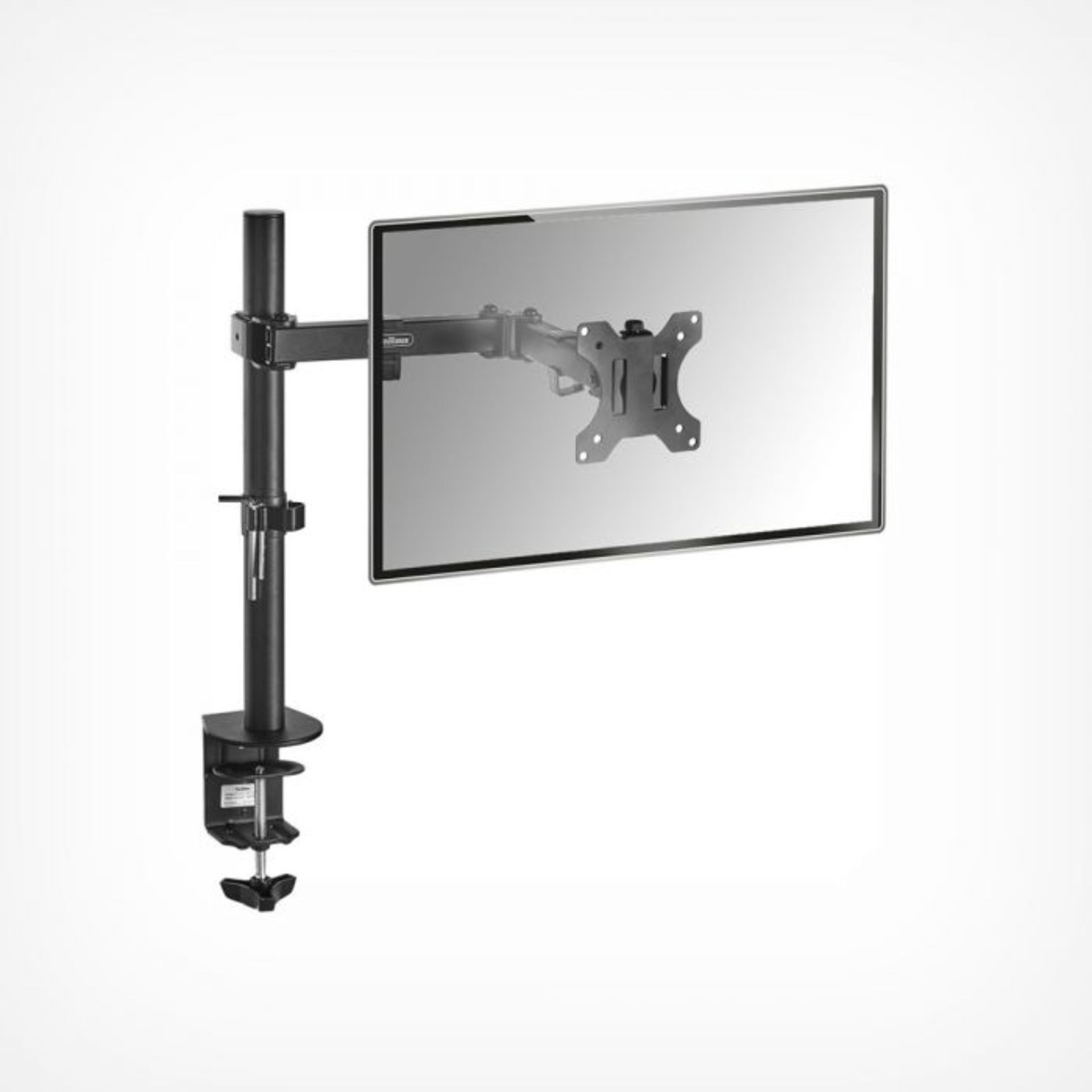 (V193) Monitor Mount with Desk Clamp Strong steel single arm conveniently declutters desk spac... - Image 2 of 3