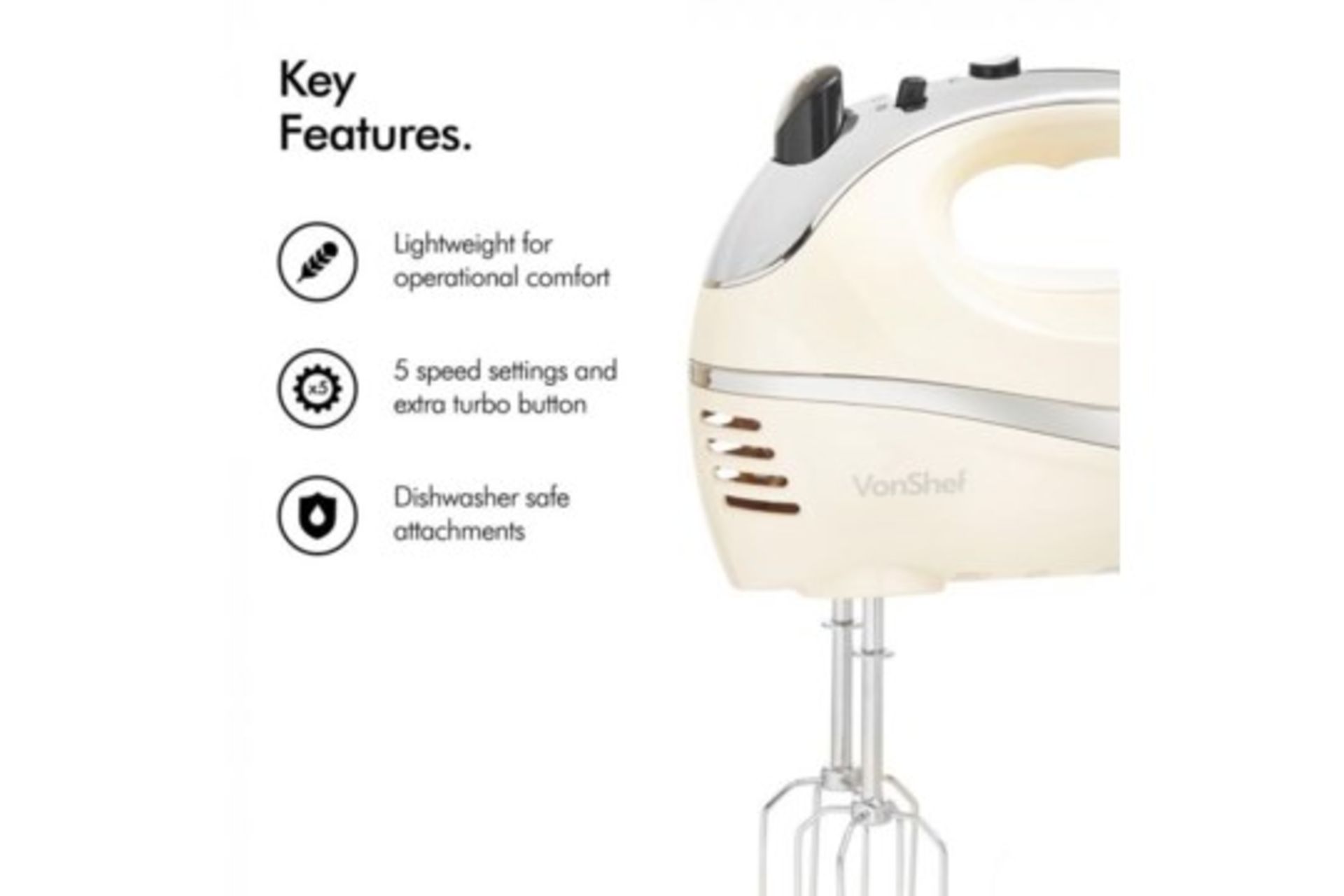 (S342) 1000W Cream Stand Mixer Choose from 8 speed settings & a pulse function, whatever best ... - Image 4 of 4