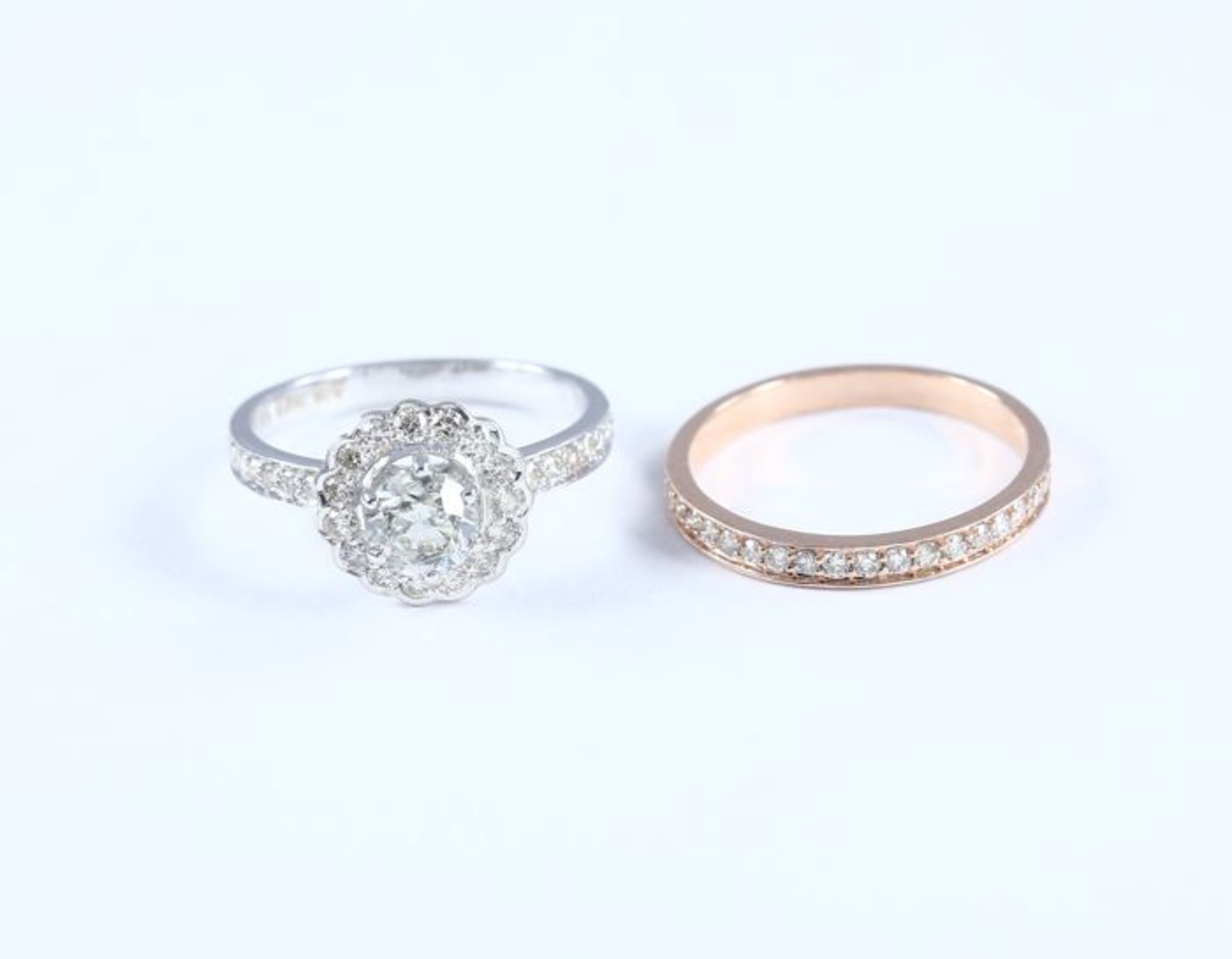 18 K / 750 White & Rose Gold Set of 2 diamond Rings - Image 4 of 6