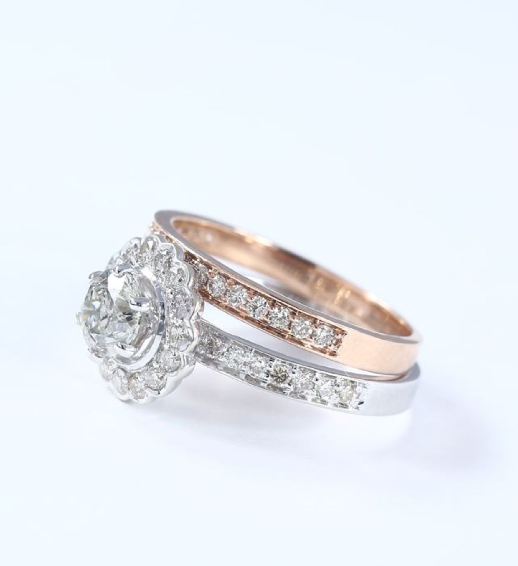 18 K / 750 White & Rose Gold Set of 2 diamond Rings - Image 5 of 6