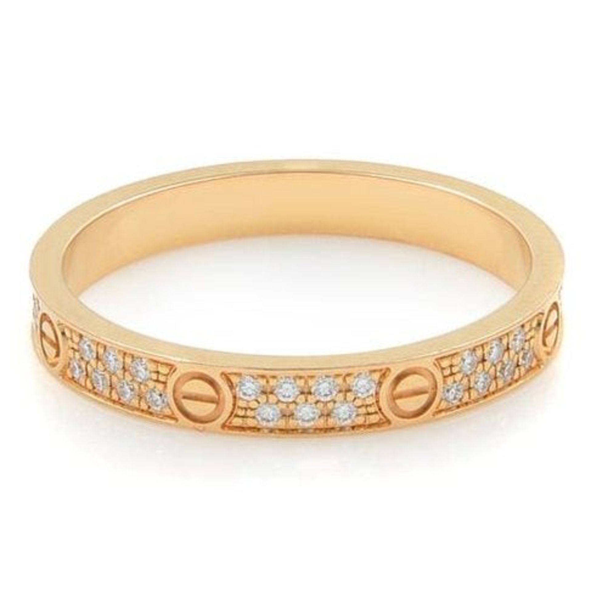 18 K / 750 Rose Gold CARTIER Style Eternity Diamond Band Ring