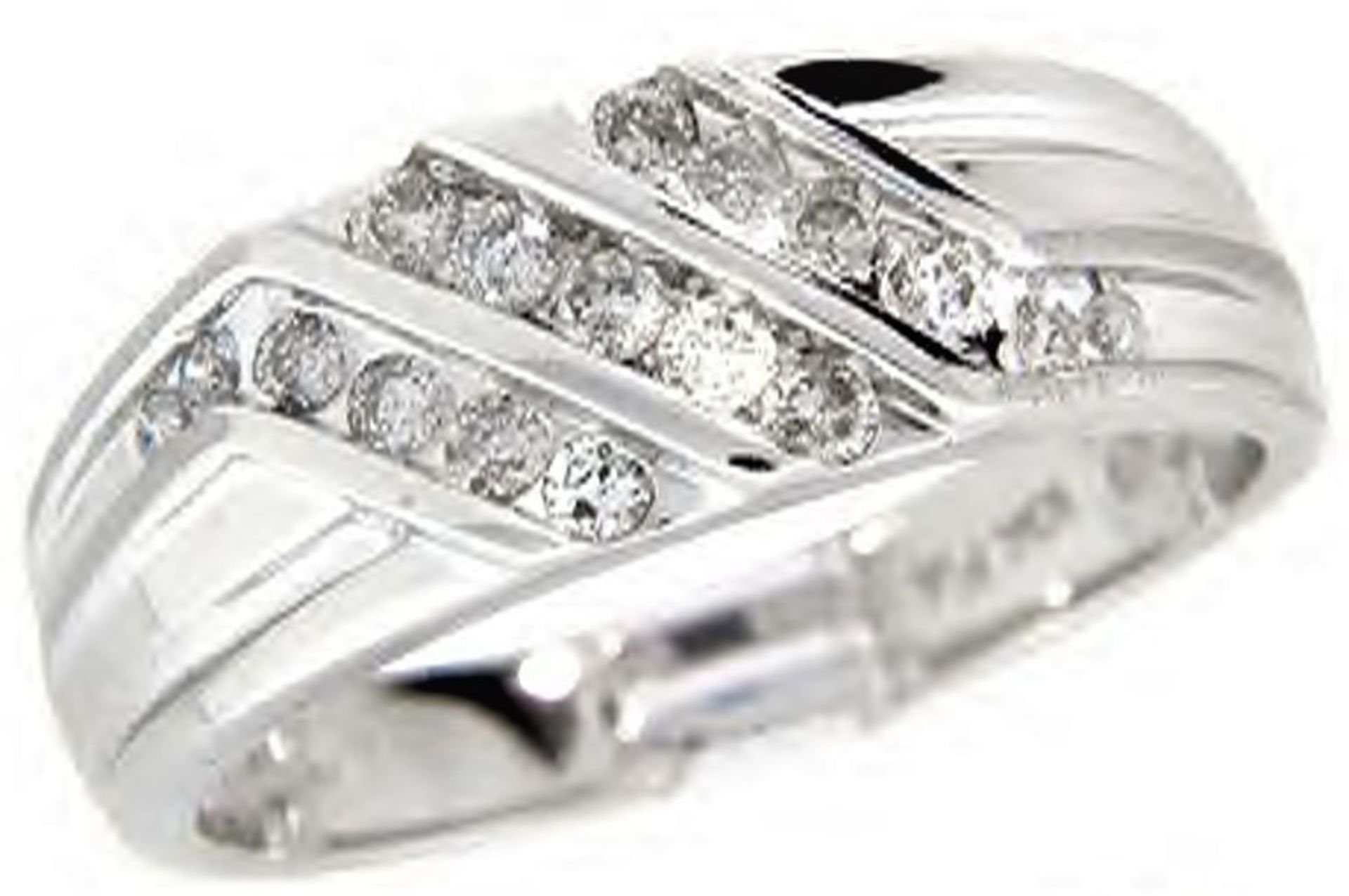 10Ct White Gold Diamond Diagonal Half Hoop Ring - Image 3 of 3