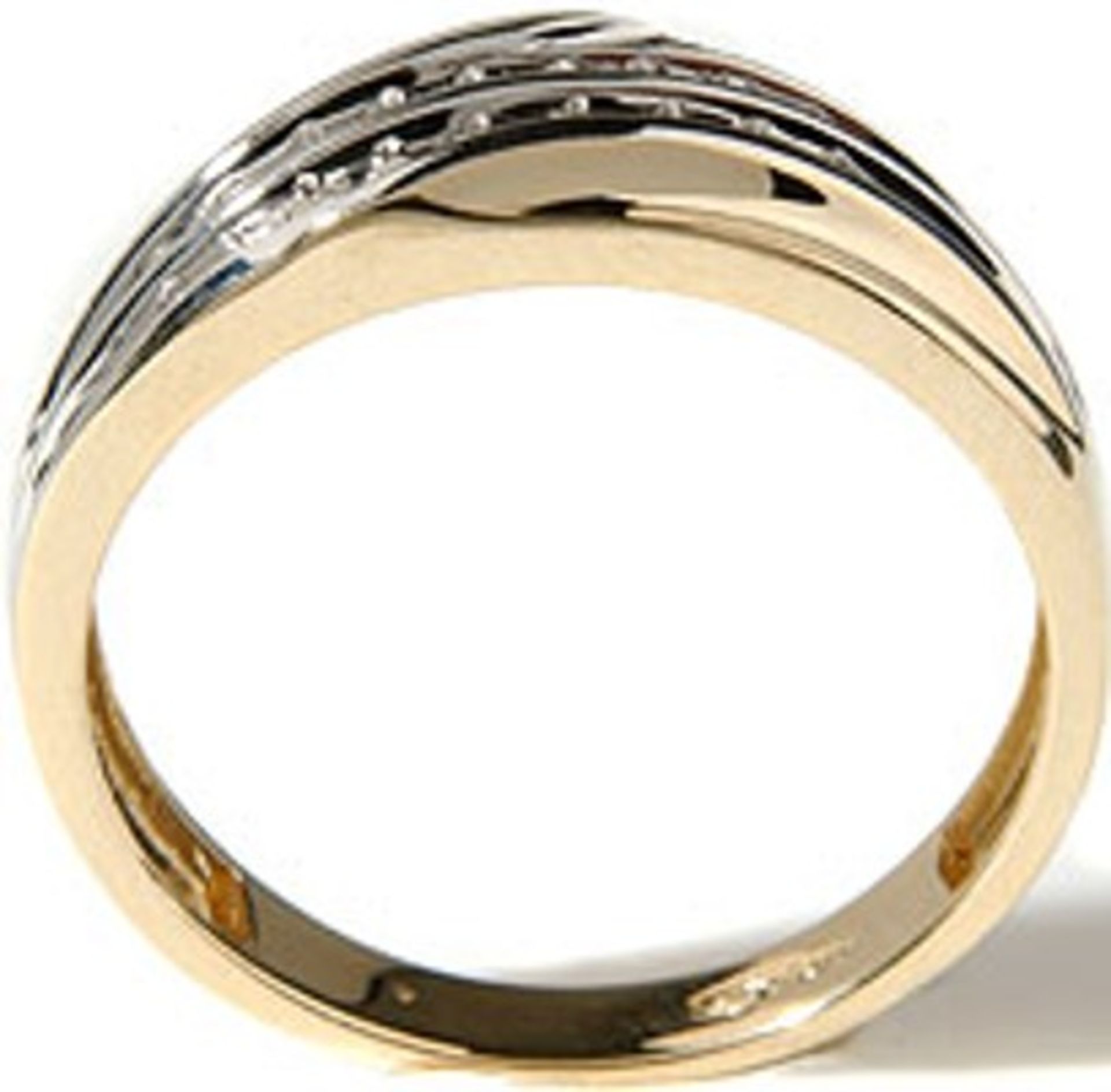 Gents 2 Row Diamond Crossover Ring - Image 2 of 4