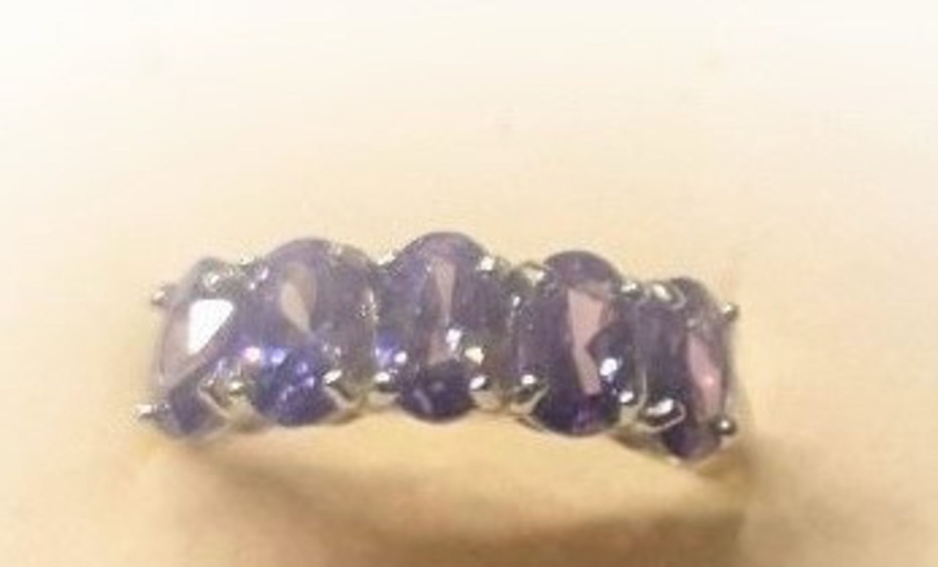 5 Stone Silver Tanzanite Ring - Image 2 of 3