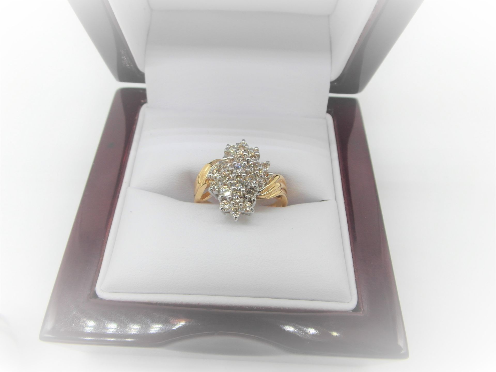 Cluster Diamond Peg Crossover Ring - Image 2 of 4