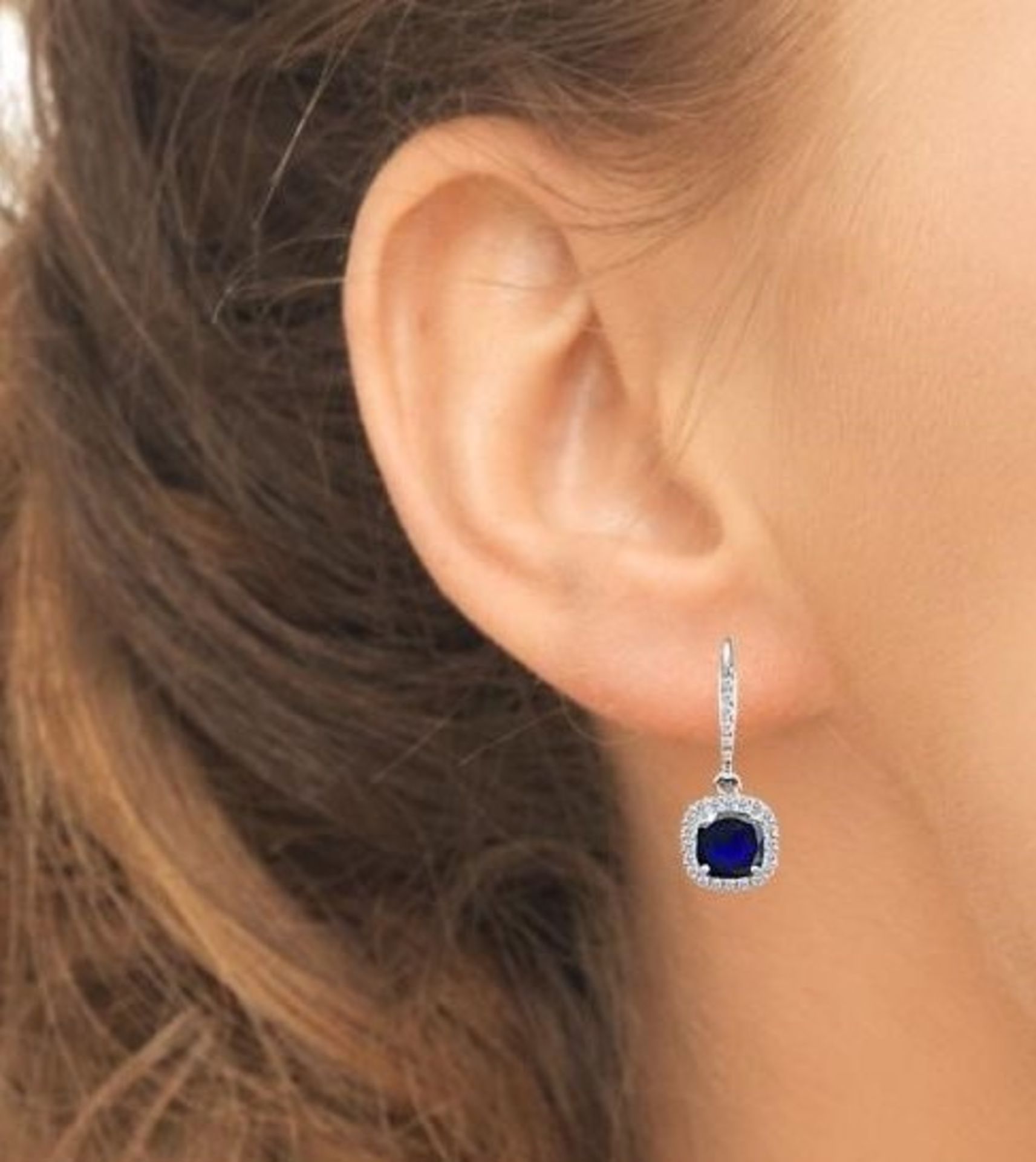 Silver Blue Sapphire Earrings - Image 3 of 3