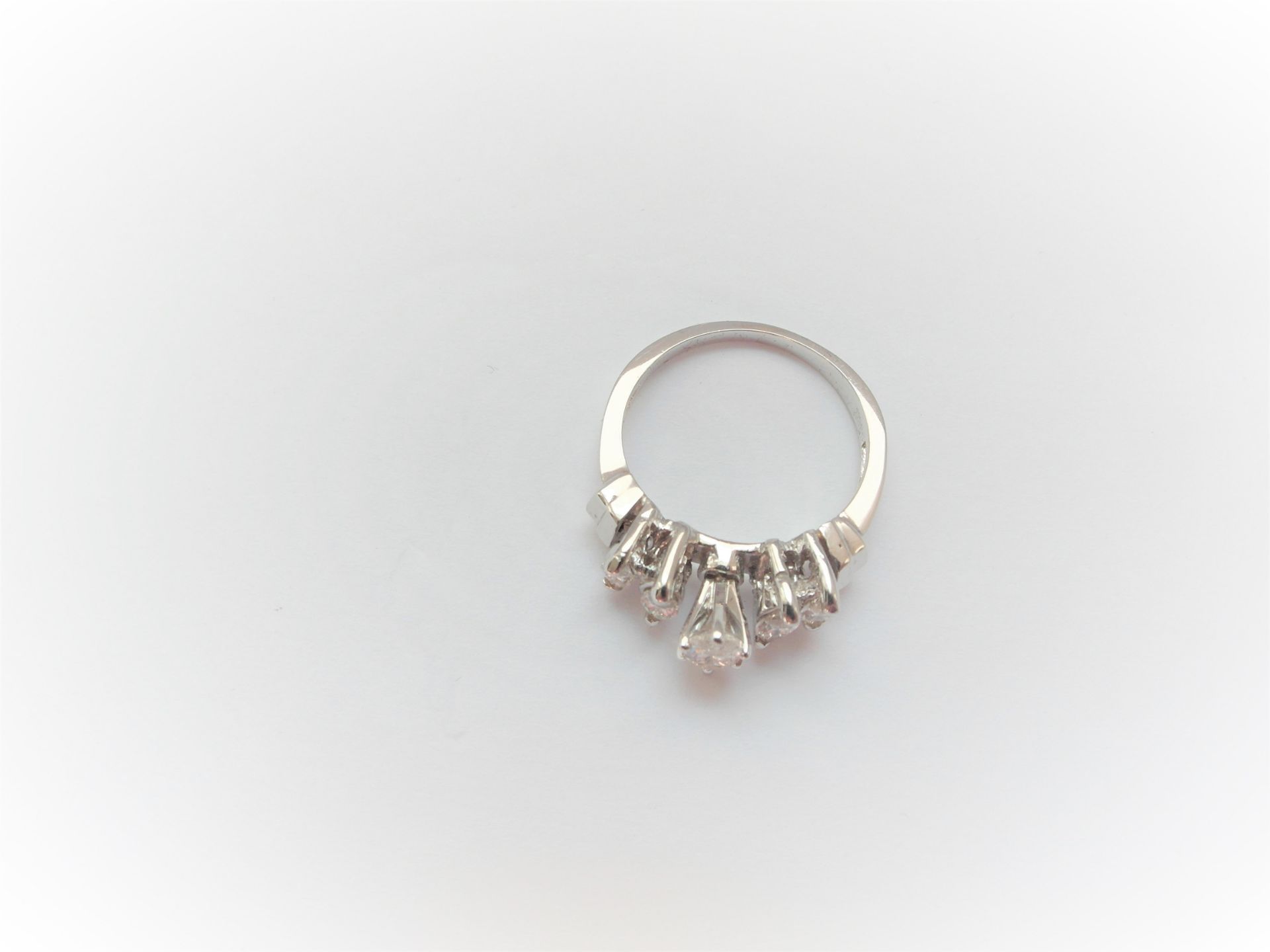 5 Stone 14Ct White Gold Marquise Diamond Ring - Image 3 of 5