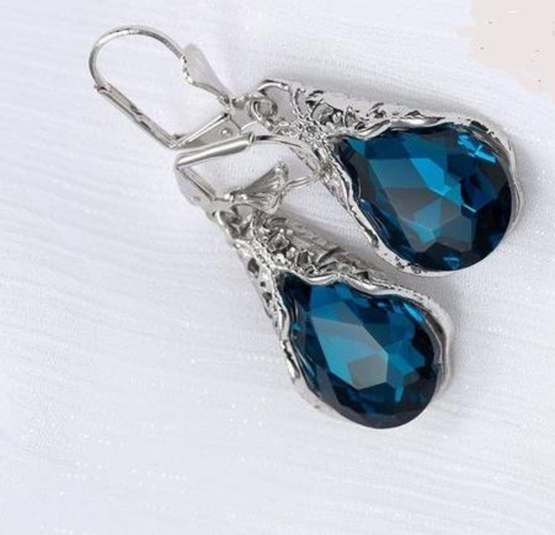 Silver Blue Sapphire Earrings