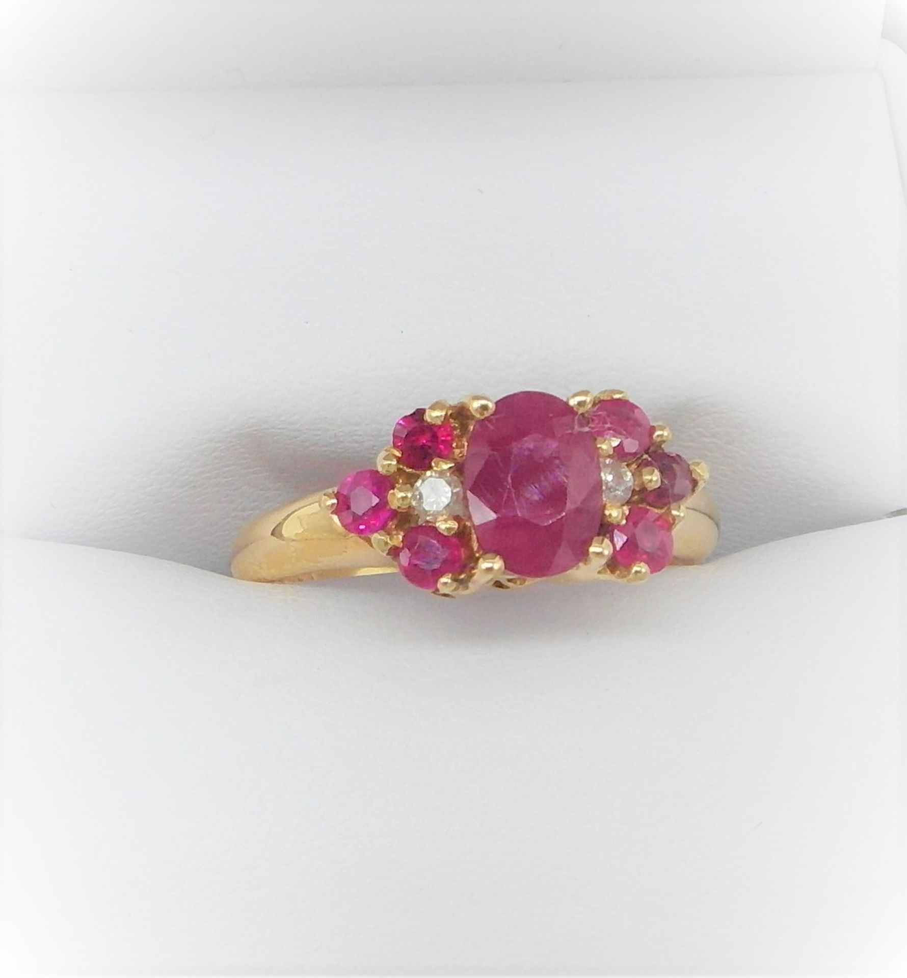 18Ct Yellow Gold Ruby & Diamond Cluster Ring