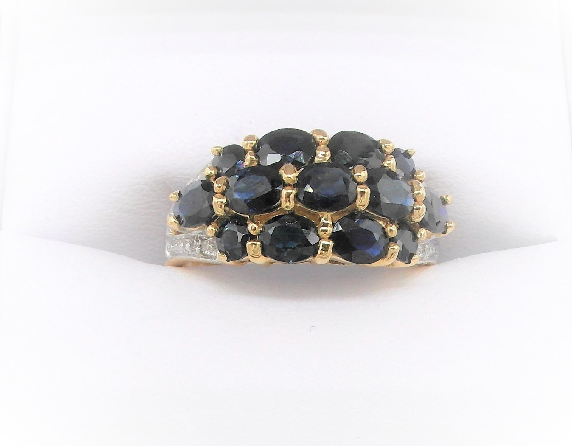 13 Stone Sapphire & Diamond Ring