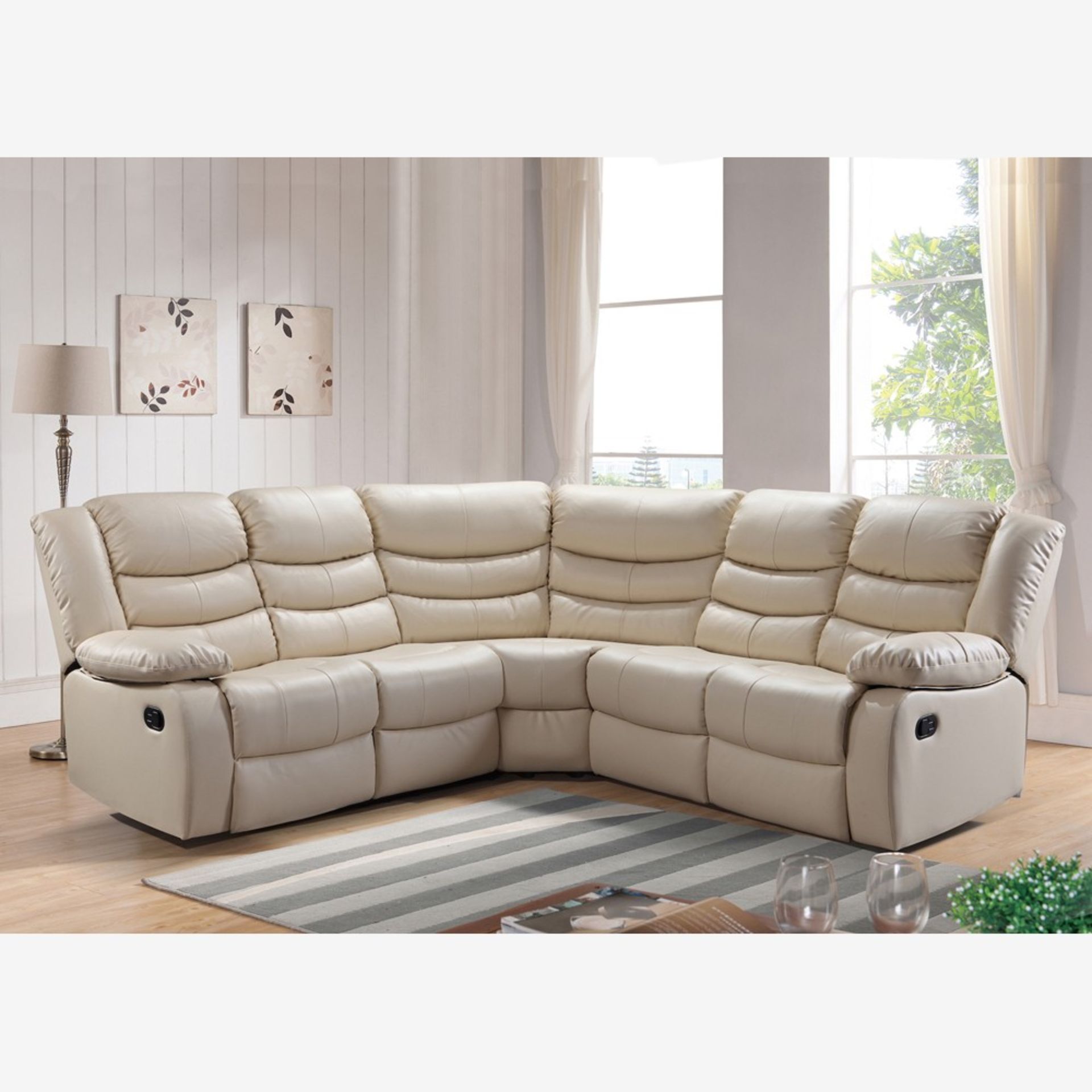 Brand new boxed supreme 2c2 cream leather reclining sofa