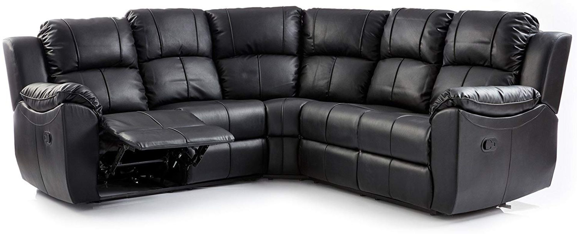 Brand new boxed supreme 2c2 leather reclining corner sofa in black