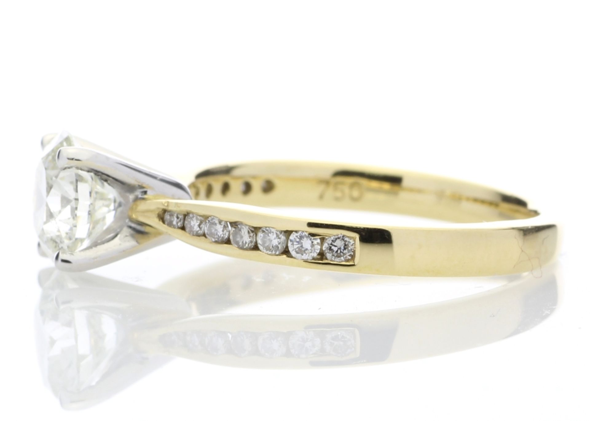 18k Yellow Gold Single Stone Diamond Ring With Stone Set Shoulders (1.11) 1.28 Carats - Image 3 of 5