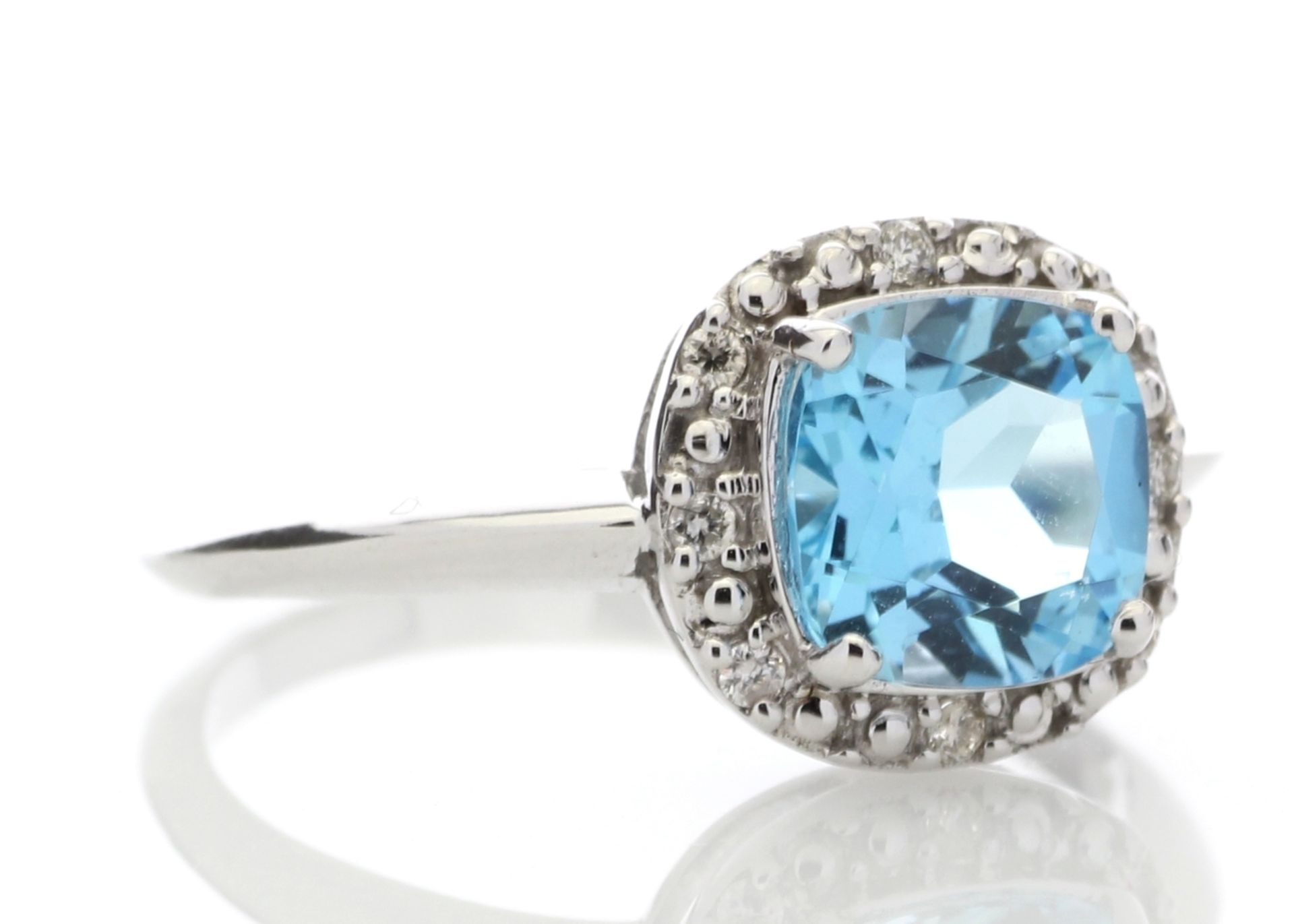 9k White Gold Blue Topaz Diamond Ring 0.07 Carats - Image 4 of 5