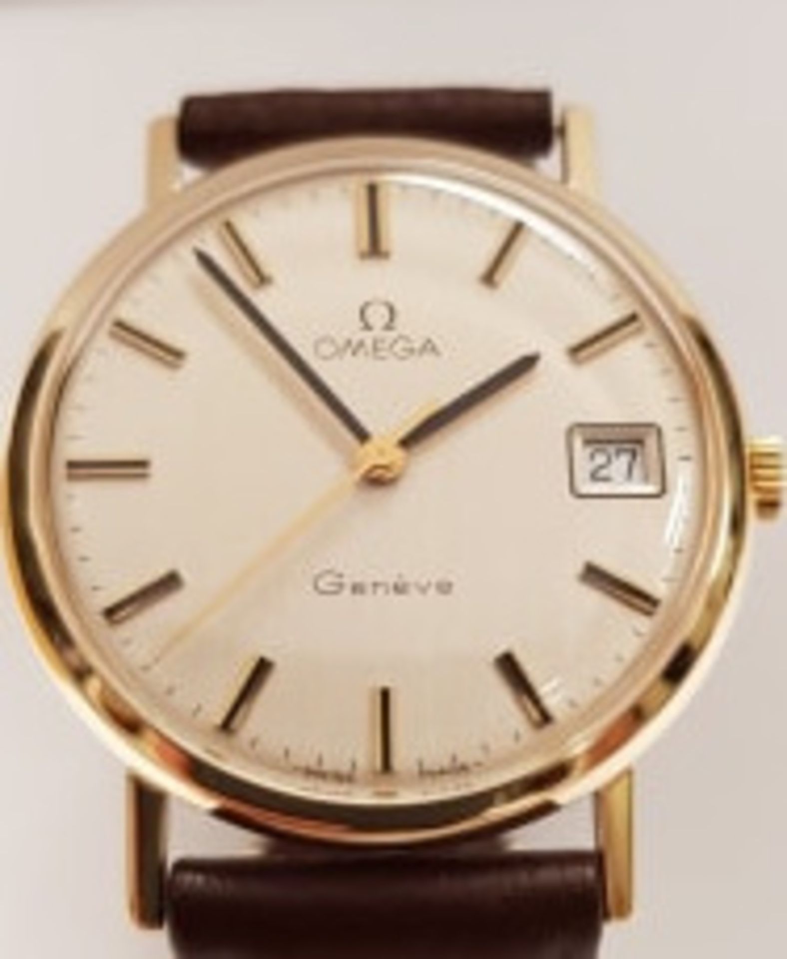 9ct Gold Omega Geneve Manual Wind With Box Serviced