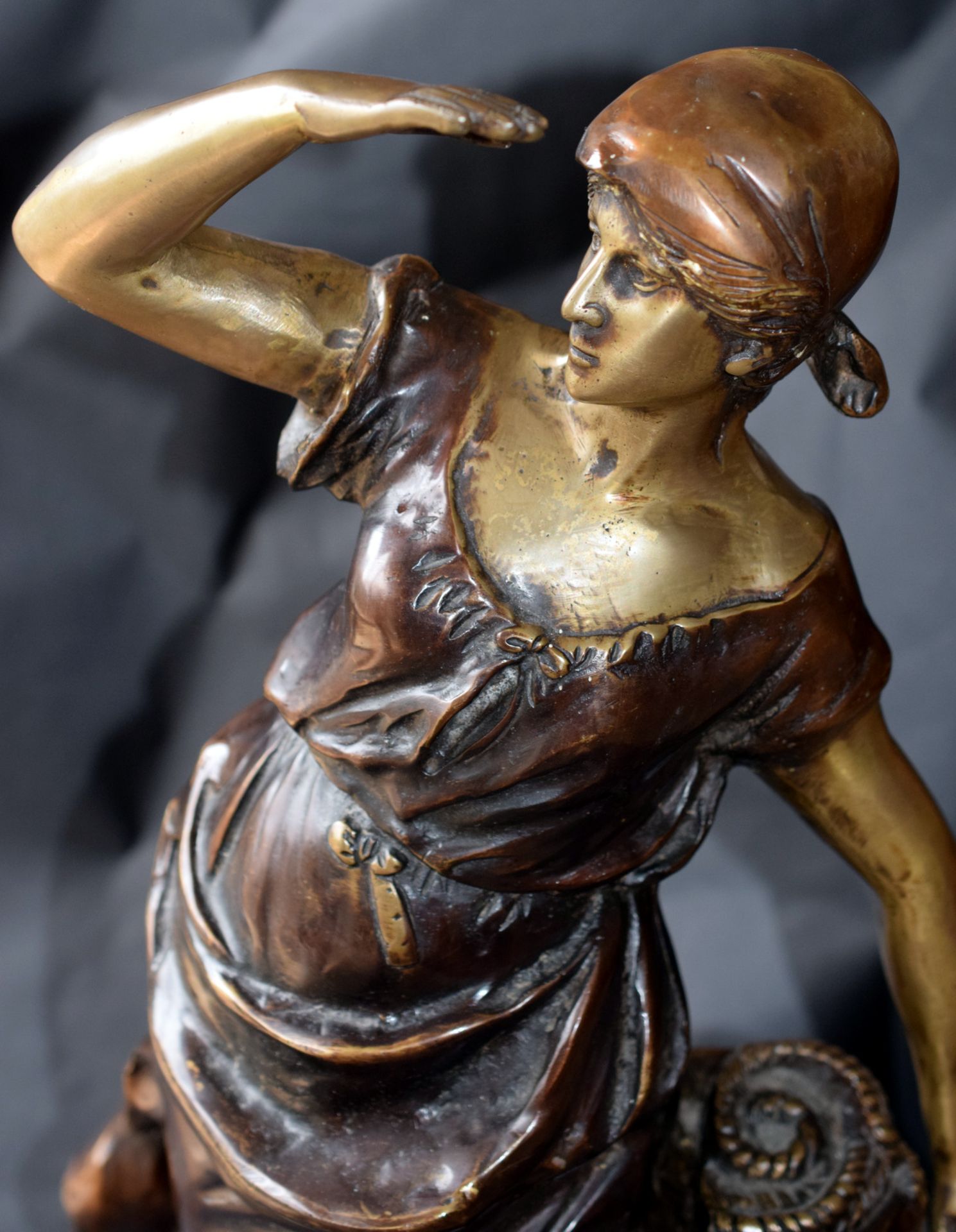 Interesting 20th Century Bronze Of Sailor's Wife And Capstan. - Image 3 of 10