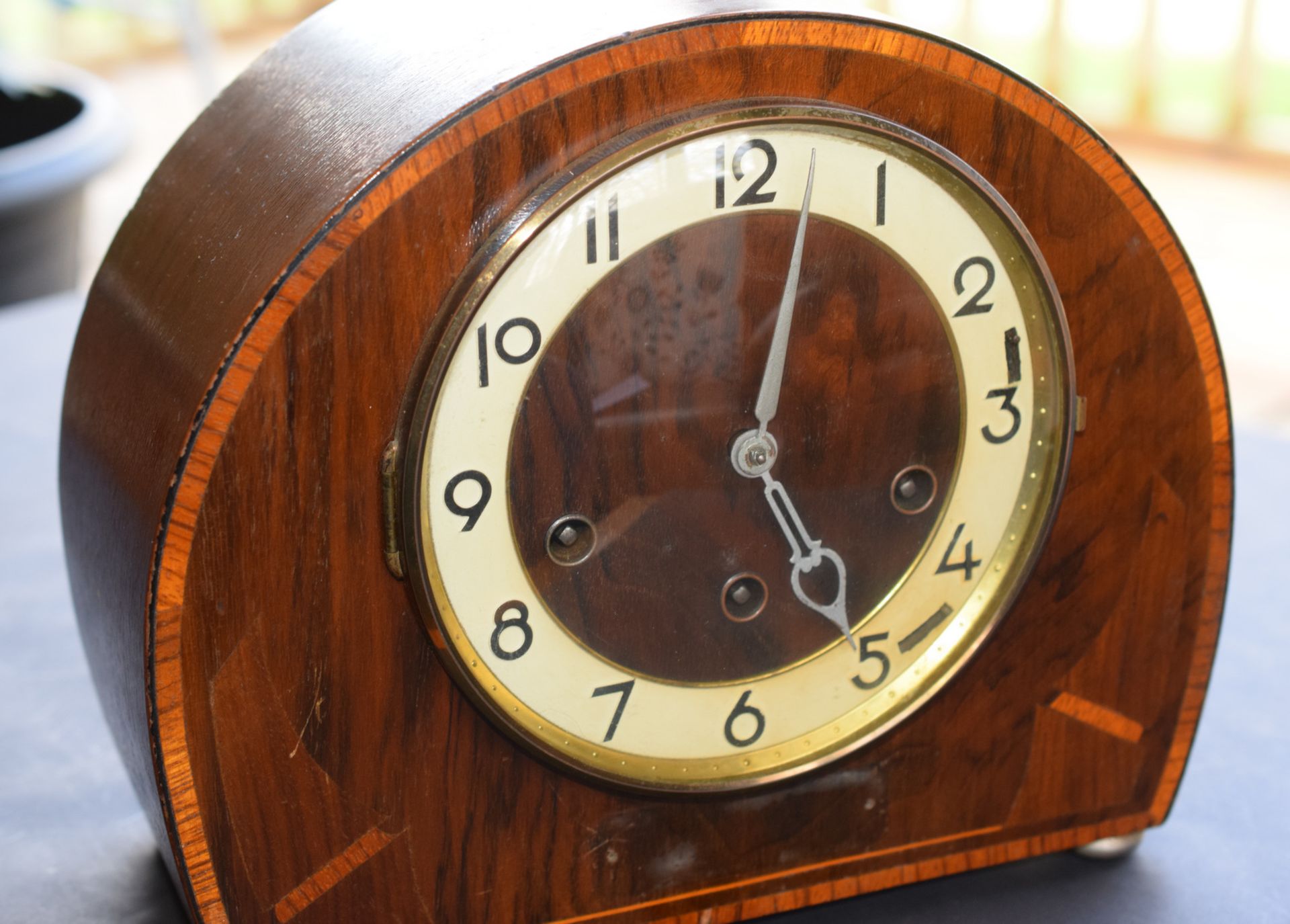 Vintage Half Circle Wooden Mantle Clock